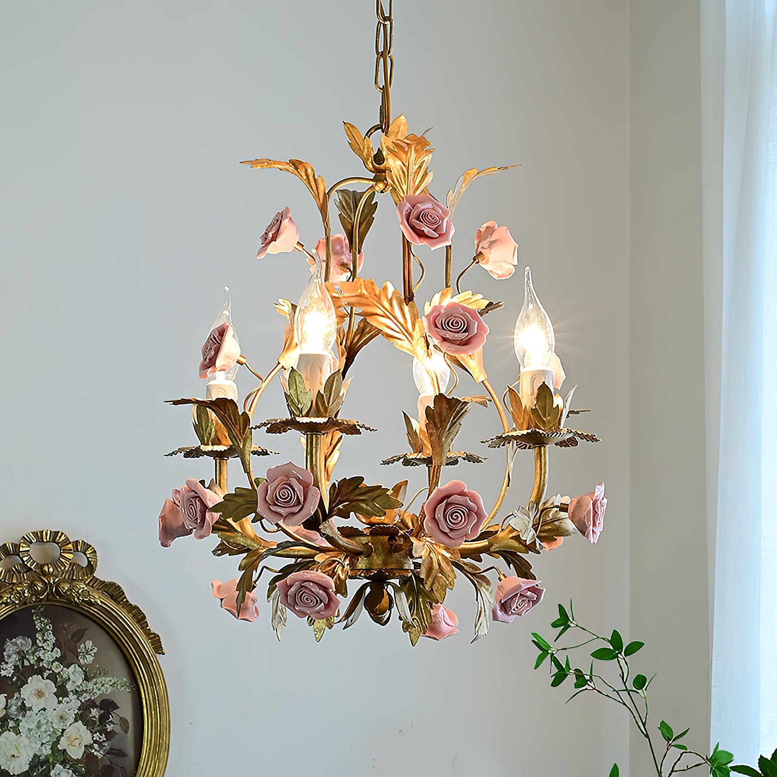 Ember Postmodern Luxury Rose Flower Ceramic Chandelier - Lamp Copper