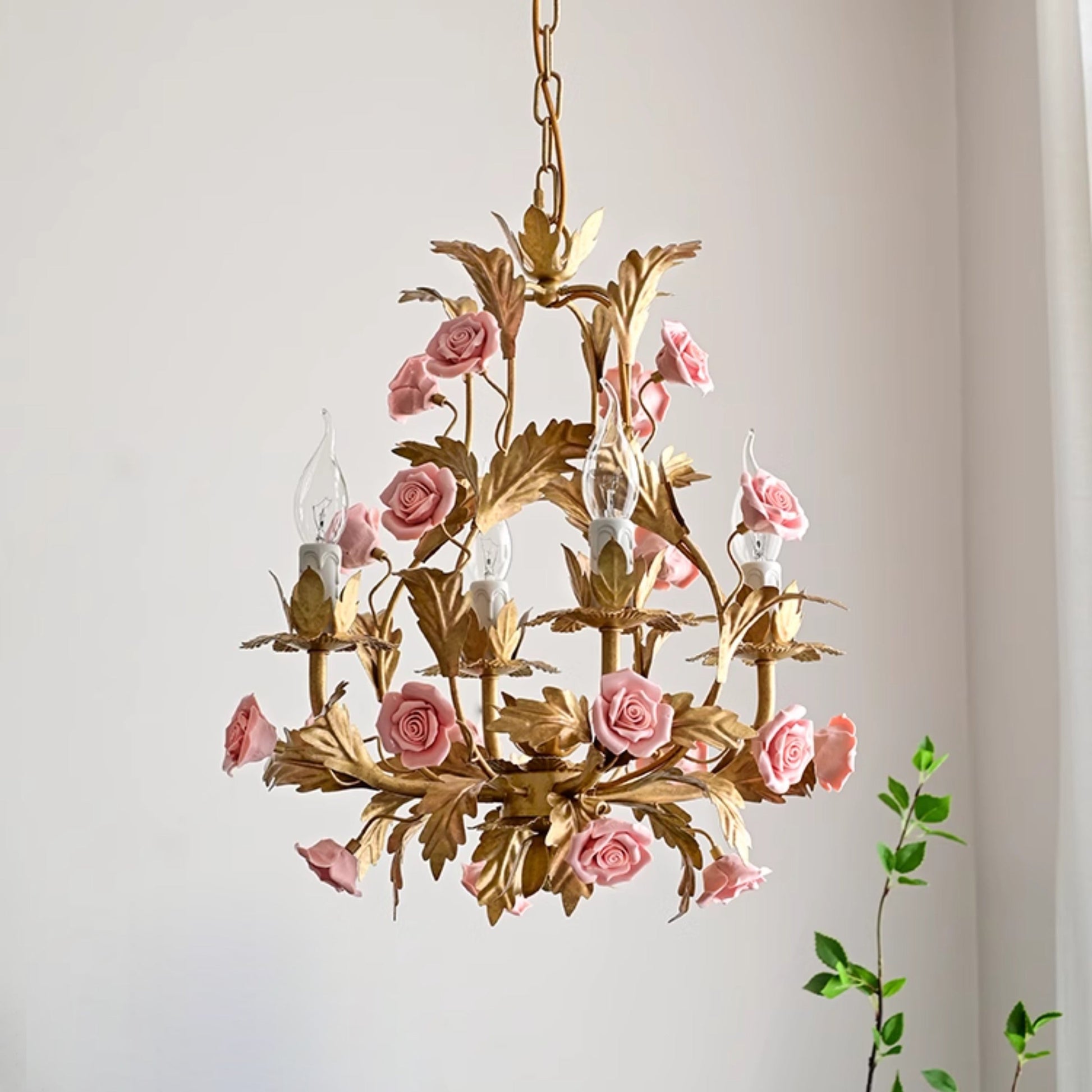 Ember Postmodern Luxury Rose Flower Ceramic Chandelier - Lamp Copper