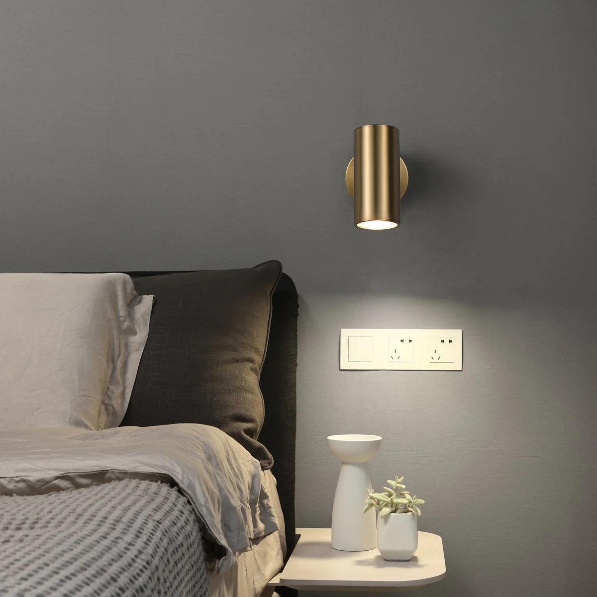 Frost Modern Minimalist Brass Metal Sconce Wall Lamp - Lamp Copper