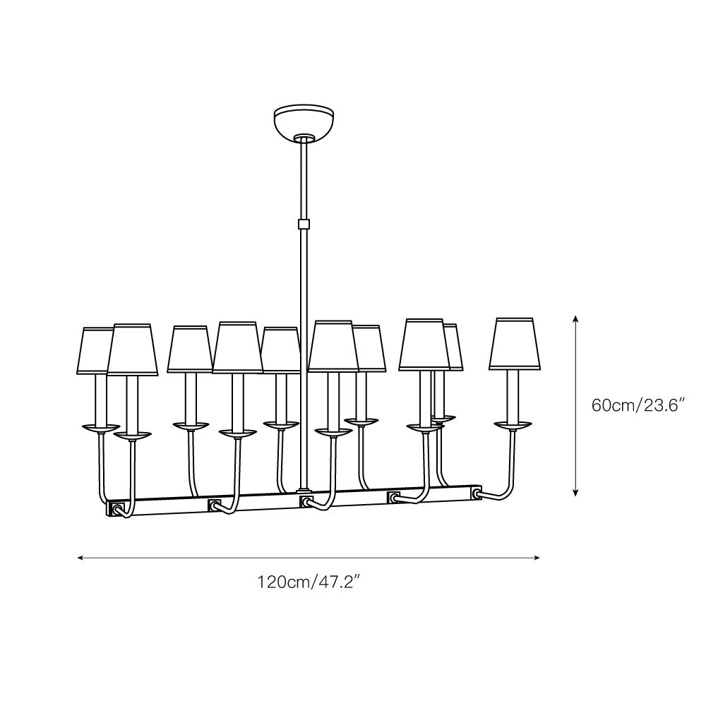 Beacon Modern Minimalist Linear Brass Metal Fabric Chandelier - Lamp Copper