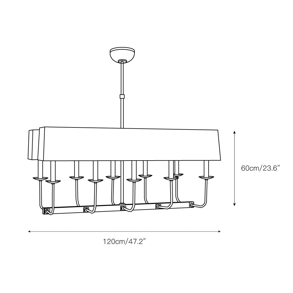 Beacon Modern Minimalist Linear Brass Metal Fabric Chandelier - Lamp Copper