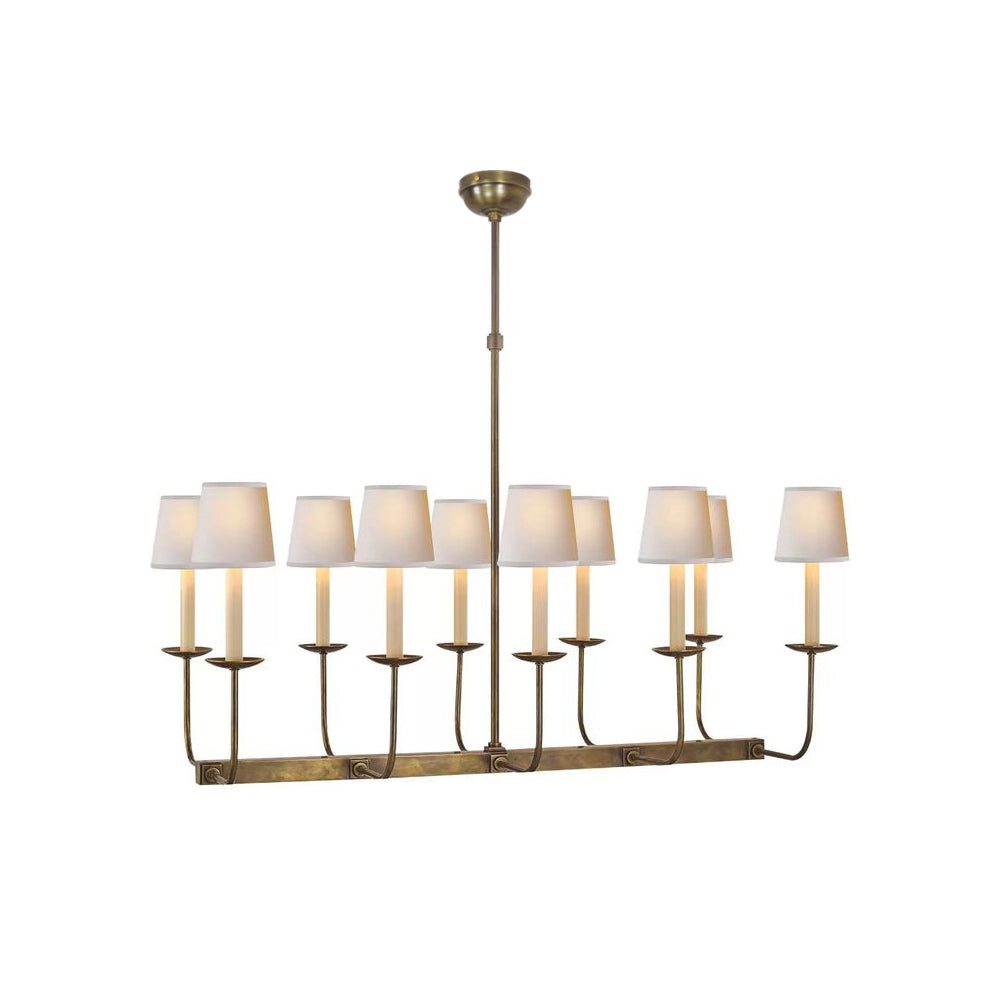 Beacon Modern Minimalist Linear Brass Metal Fabric Chandelier - Lamp Copper