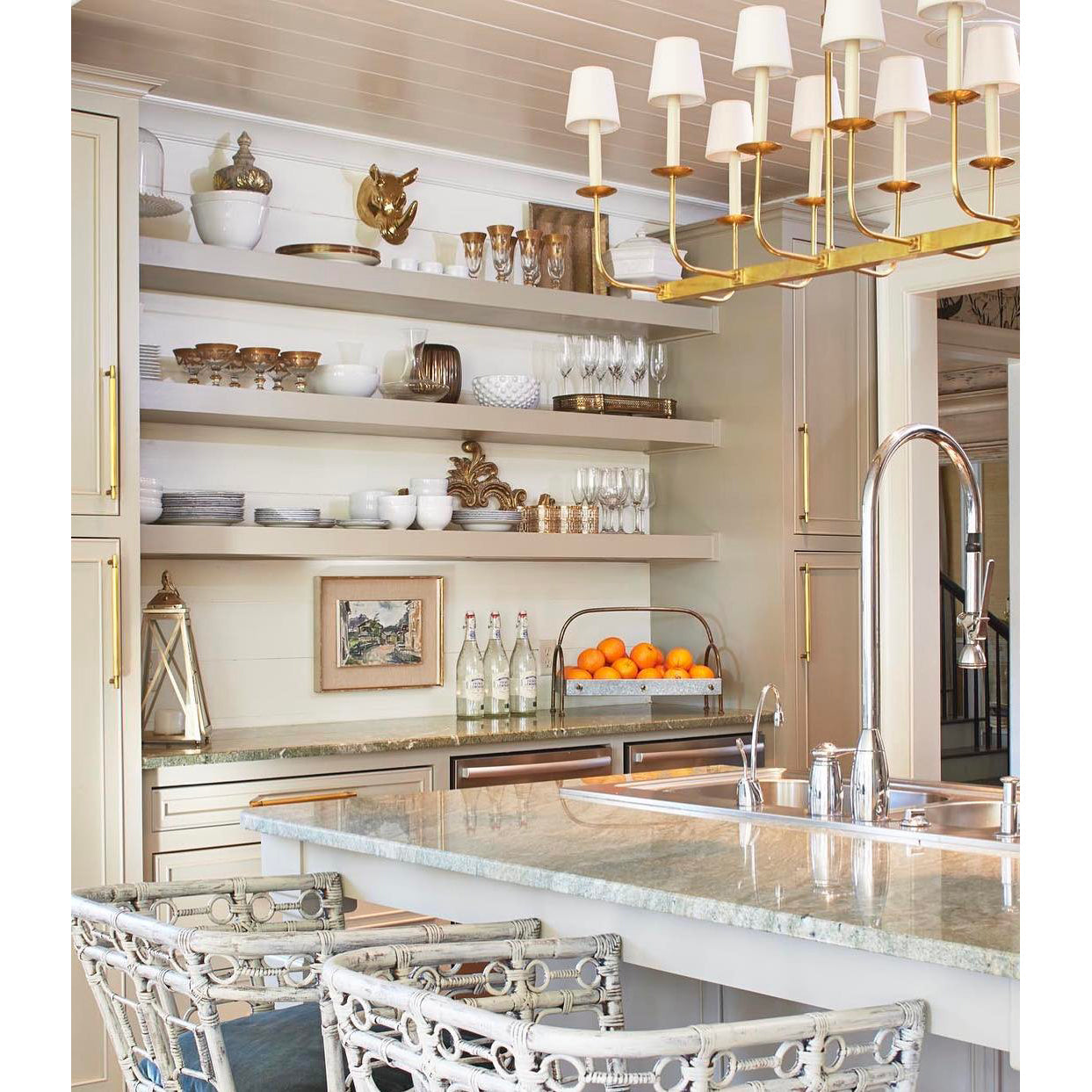 Beacon Modern Minimalist Linear Brass Metal Fabric Chandelier - Lamp Copper