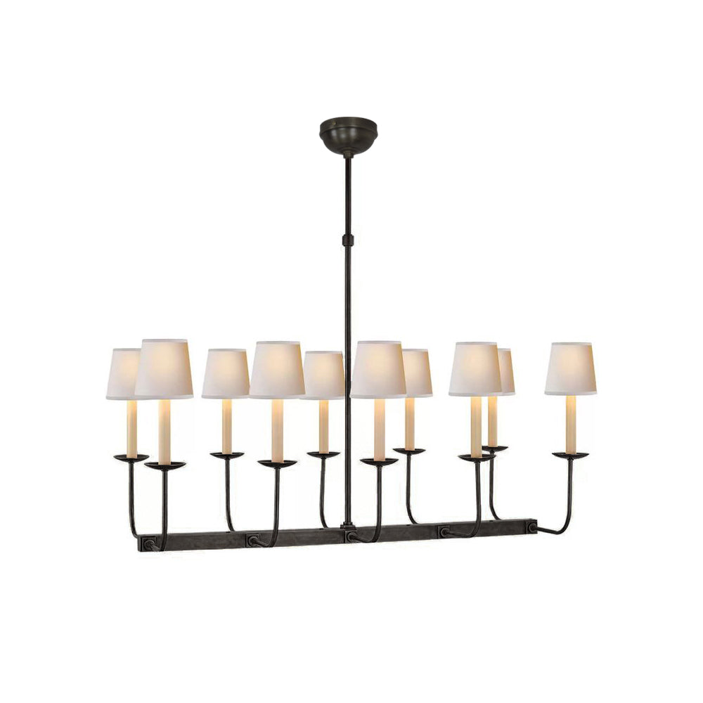 Beacon Modern Minimalist Linear Brass Metal Fabric Chandelier - Lamp Copper
