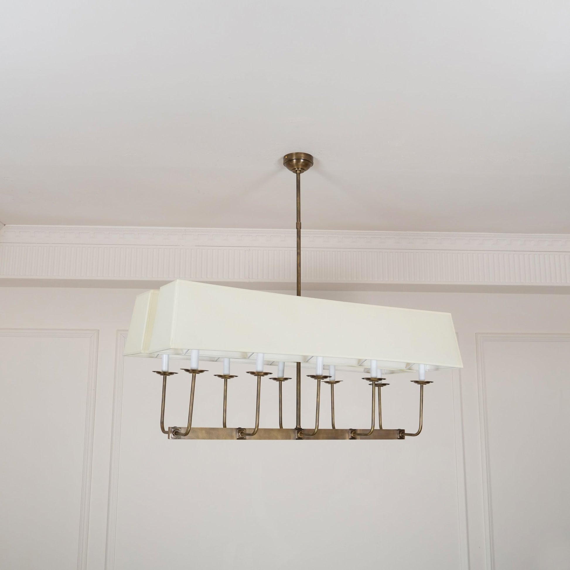 Beacon Modern Minimalist Linear Brass Metal Fabric Chandelier - Lamp Copper