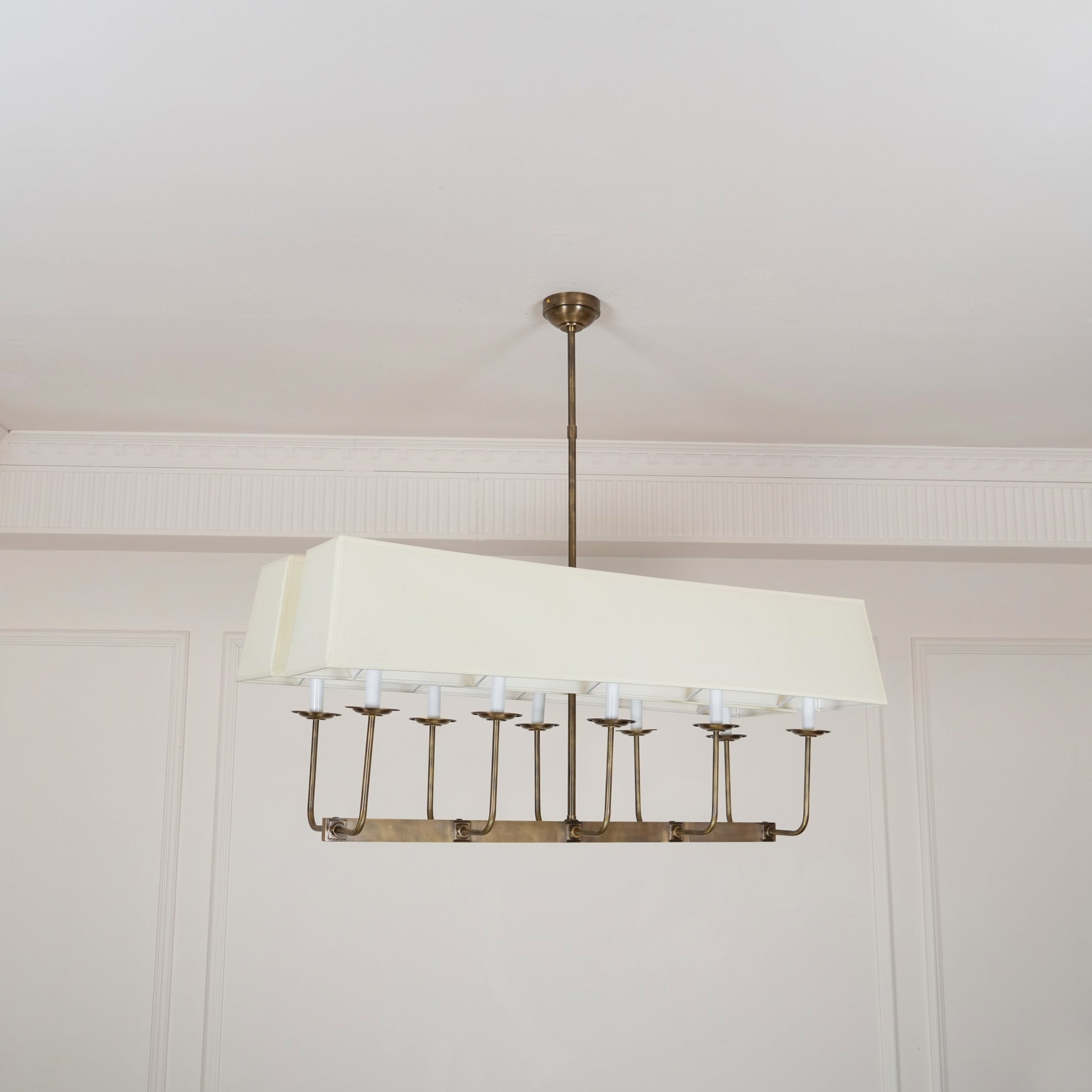 Beacon Modern Minimalist Linear Brass Metal Fabric Chandelier - Lamp Copper