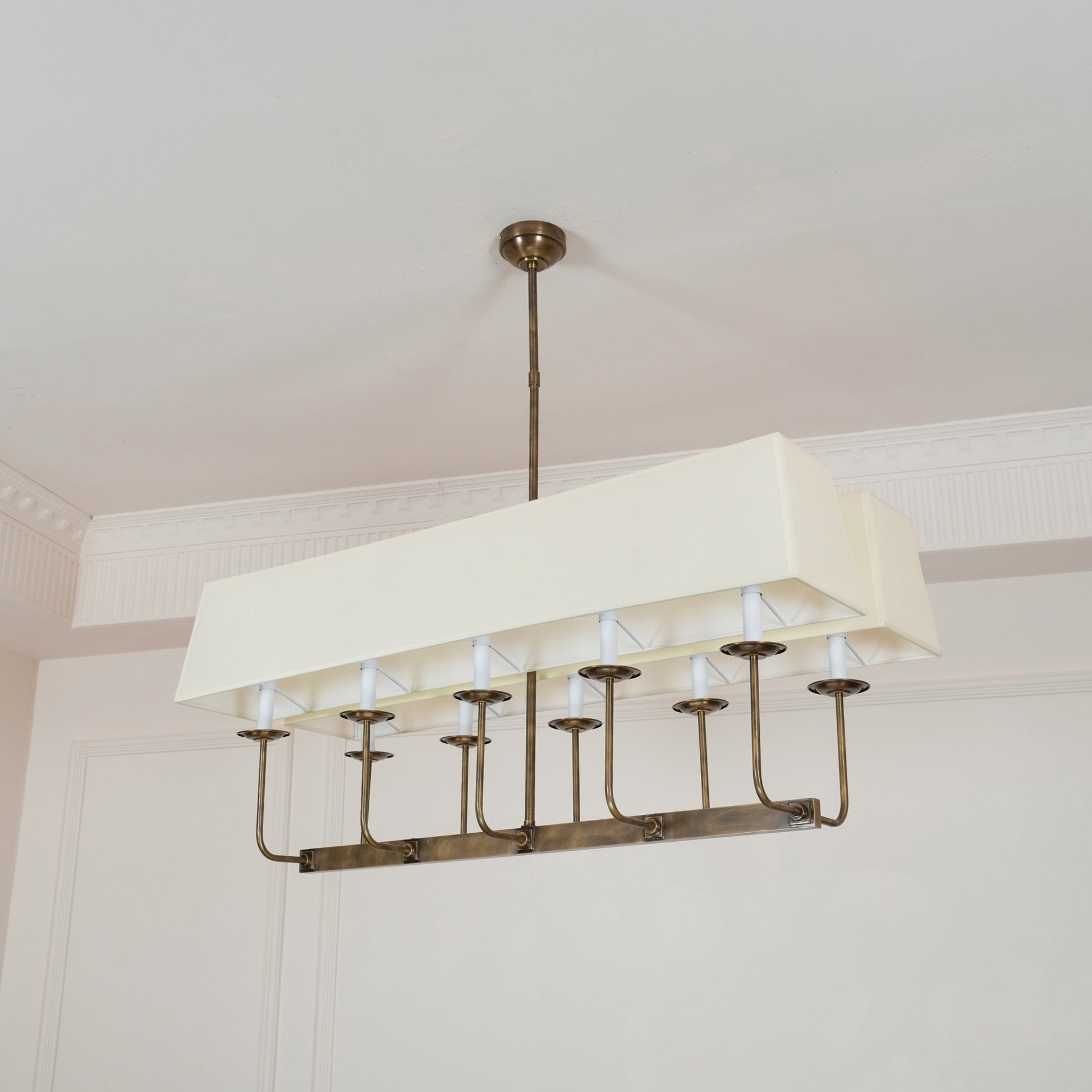 Beacon Modern Minimalist Linear Brass Metal Fabric Chandelier - Lamp Copper