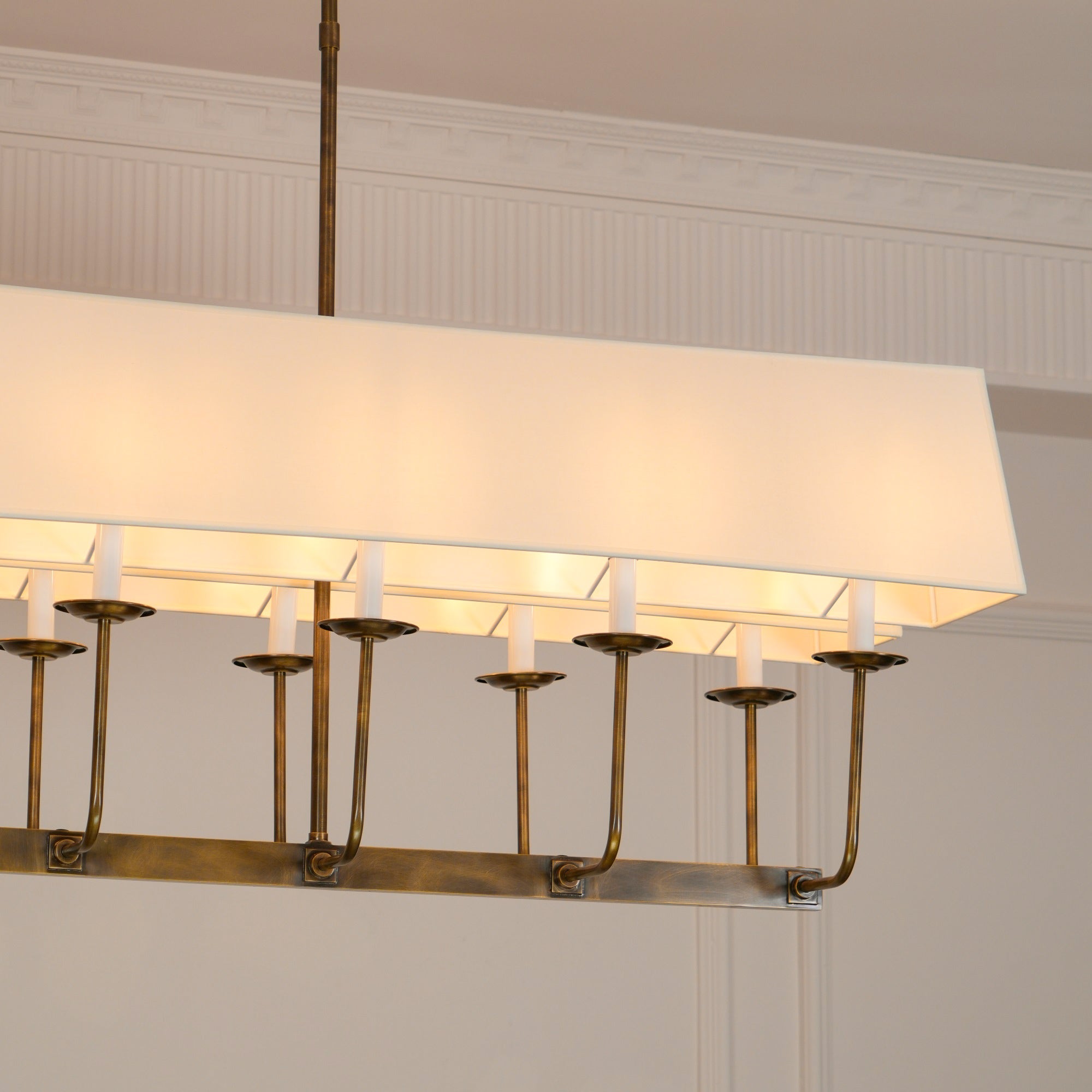 Beacon Modern Minimalist Linear Brass Metal Fabric Chandelier - Lamp Copper