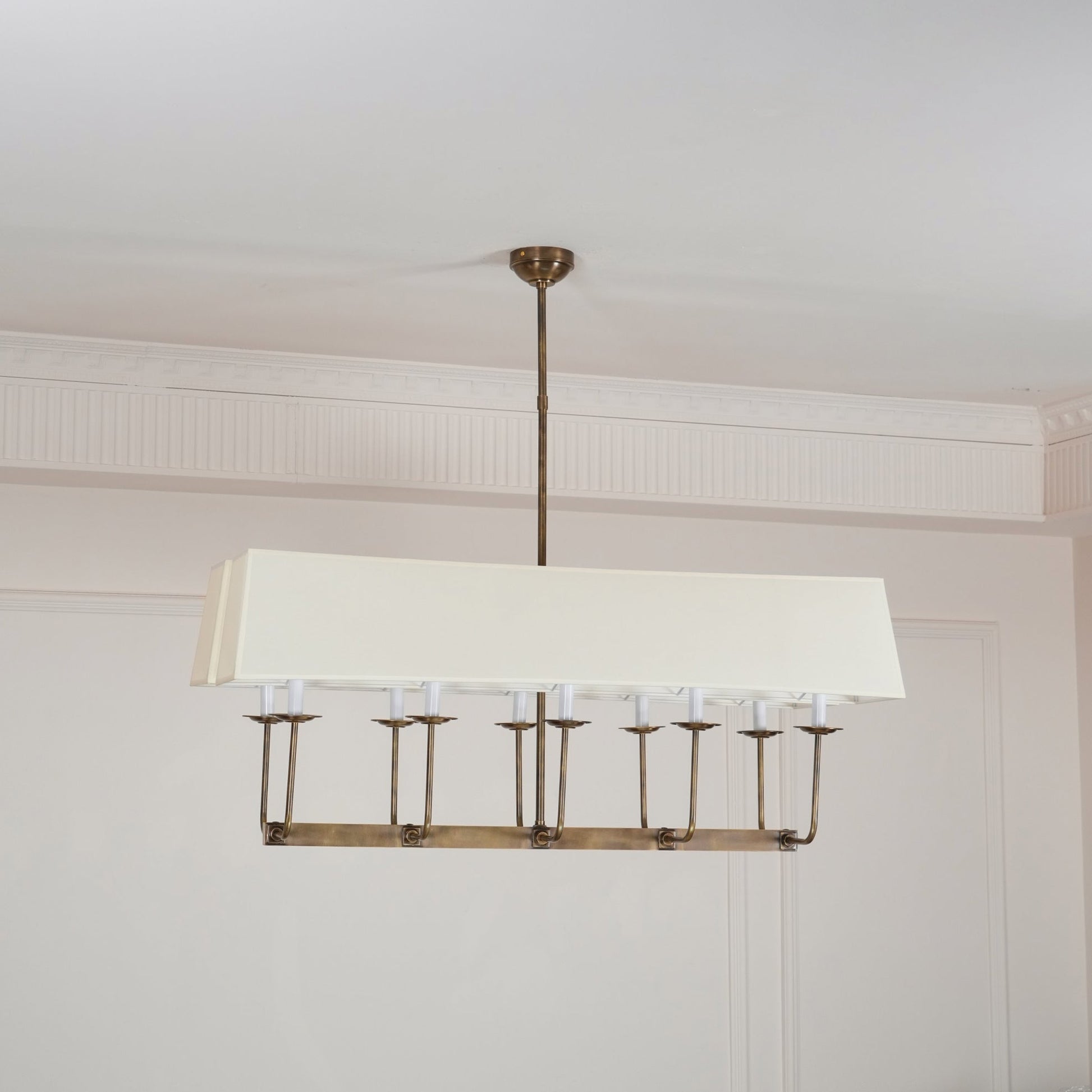 Beacon Modern Minimalist Linear Brass Metal Fabric Chandelier - Lamp Copper