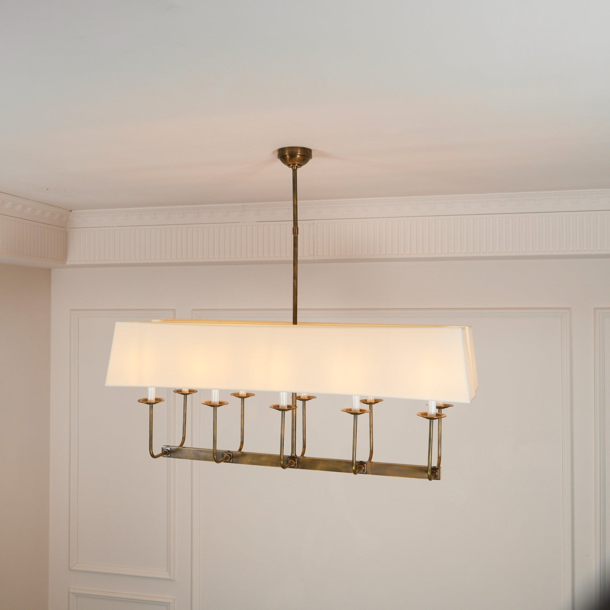 Beacon Modern Minimalist Linear Brass Metal Fabric Chandelier - Lamp Copper
