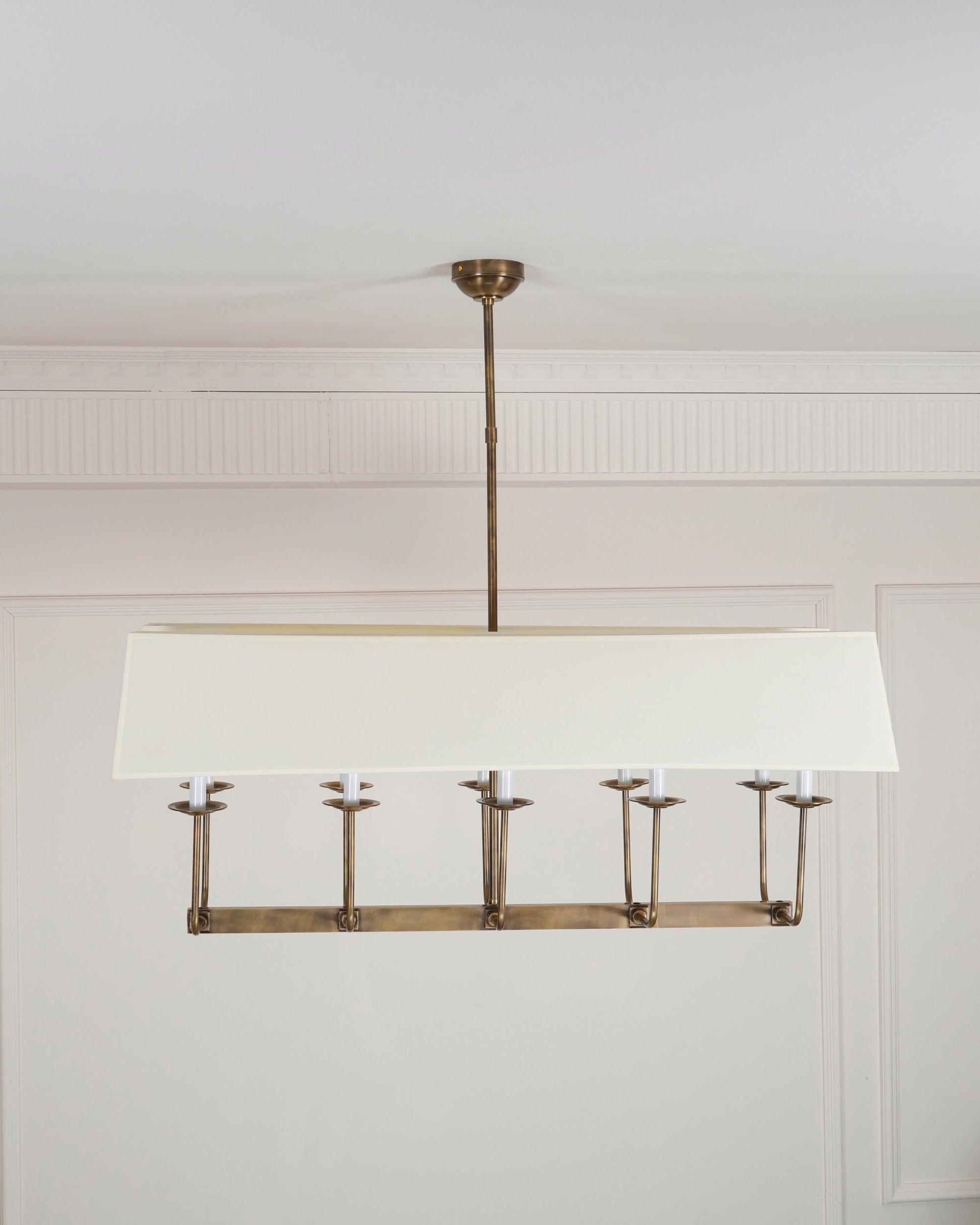 Beacon Modern Minimalist Linear Brass Metal Fabric Chandelier - Lamp Copper