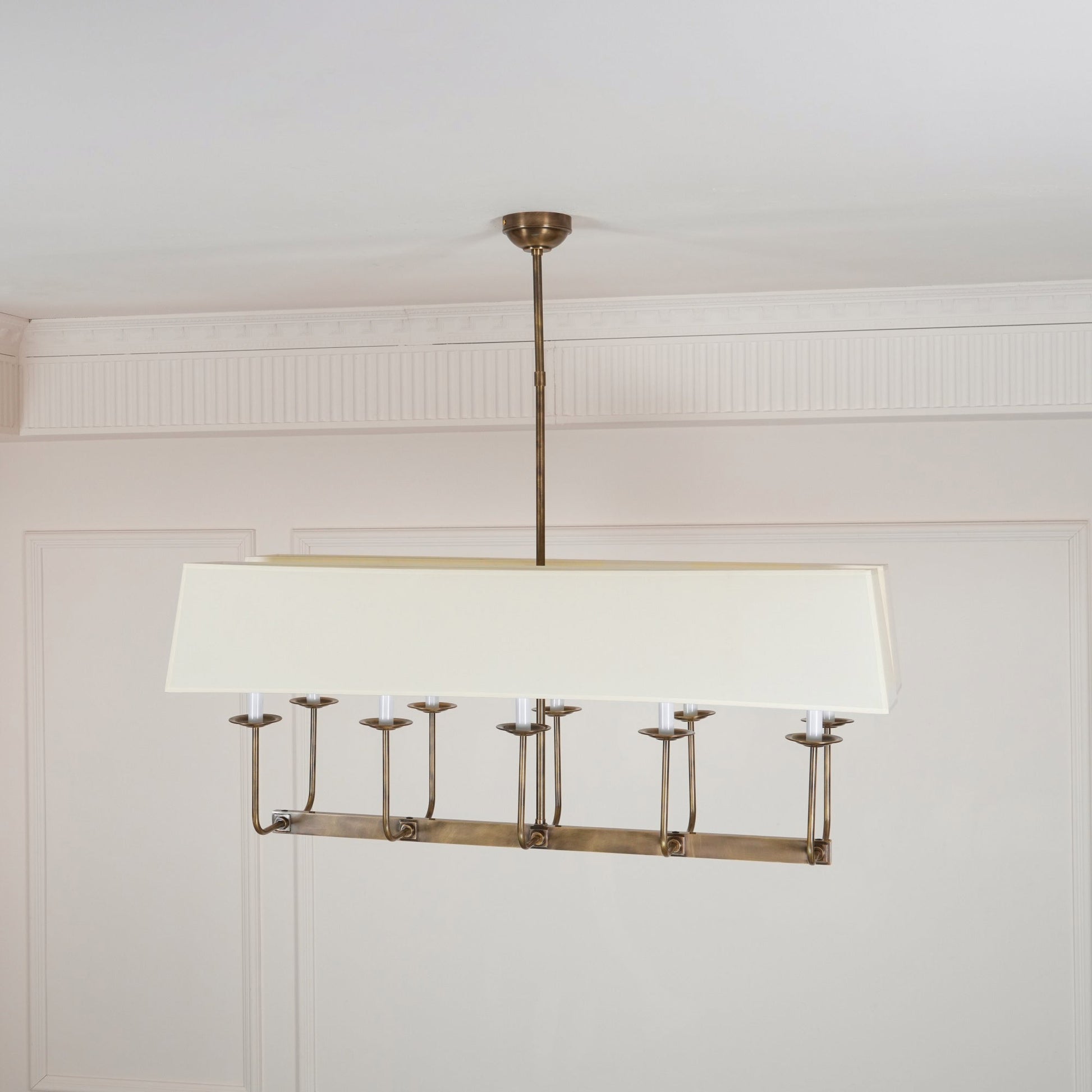 Beacon Modern Minimalist Linear Brass Metal Fabric Chandelier - Lamp Copper