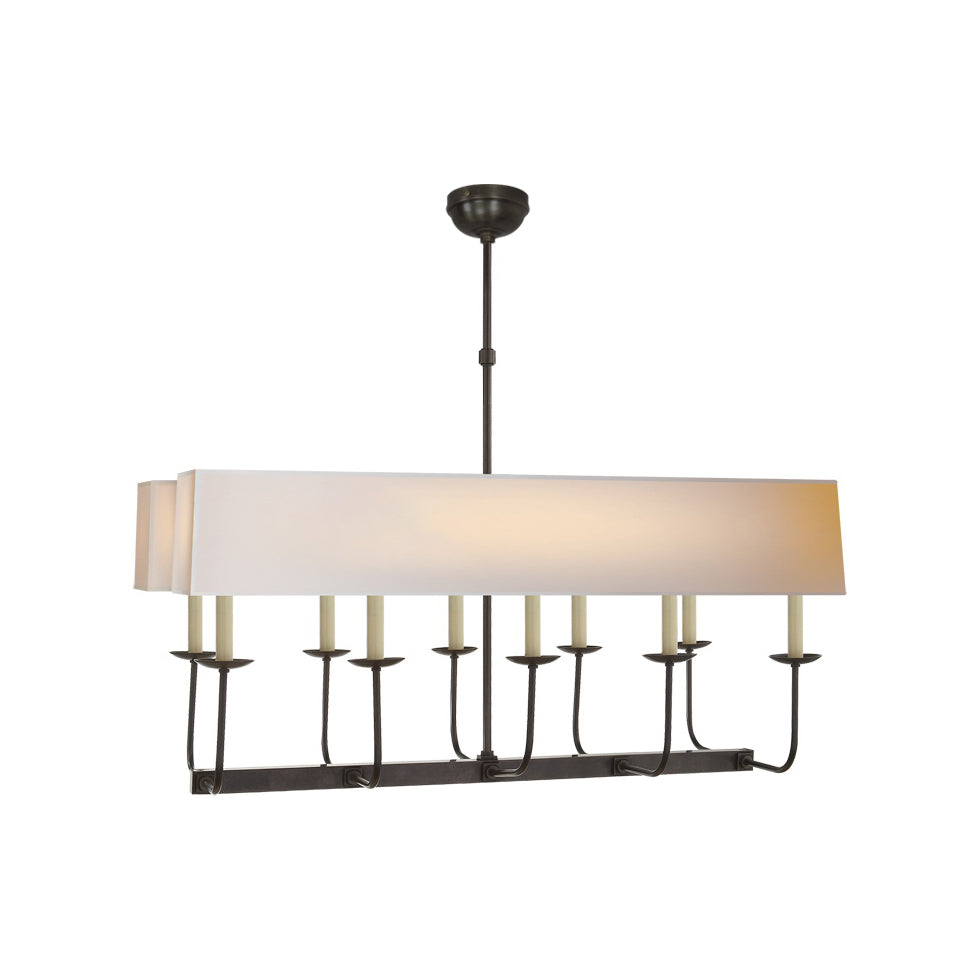 Beacon Modern Minimalist Linear Brass Metal Fabric Chandelier - Lamp Copper