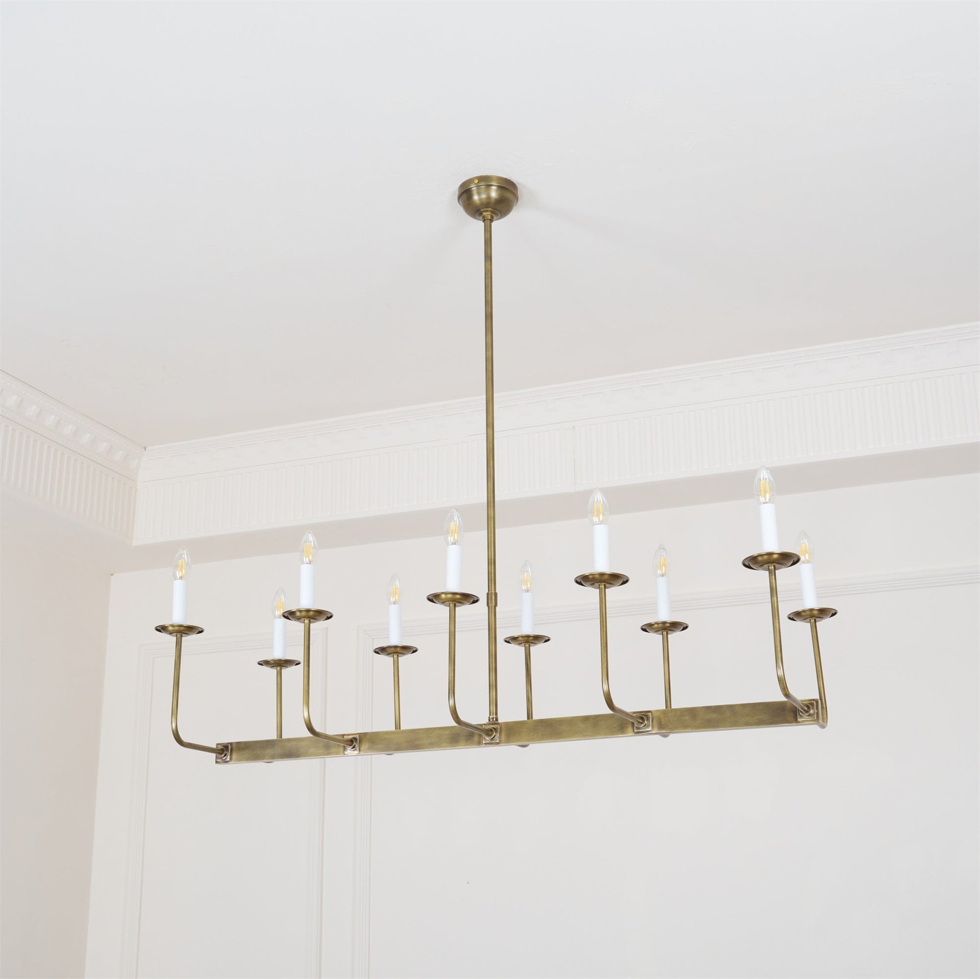 Beacon Modern Minimalist Linear Brass Metal Fabric Chandelier - Lamp Copper