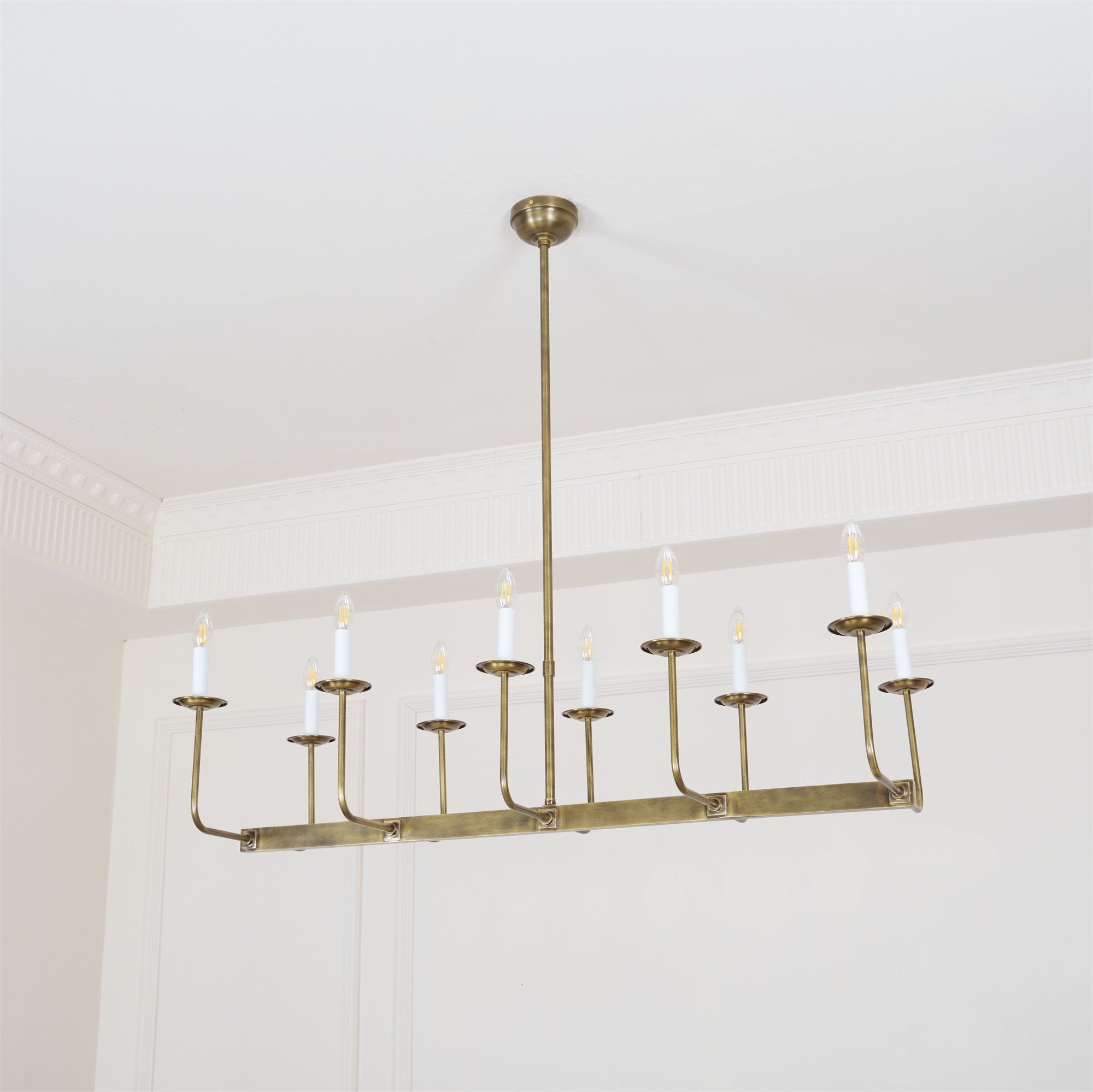 Beacon Modern Minimalist Linear Brass Metal Fabric Chandelier - Lamp Copper