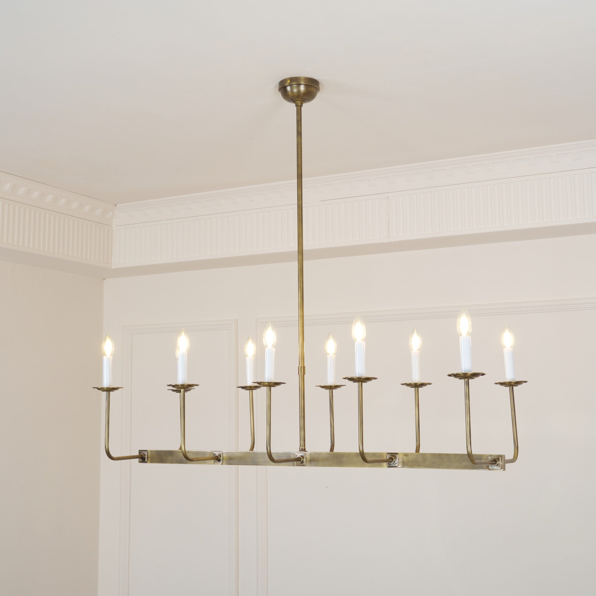 Beacon Modern Minimalist Linear Brass Metal Fabric Chandelier - Lamp Copper
