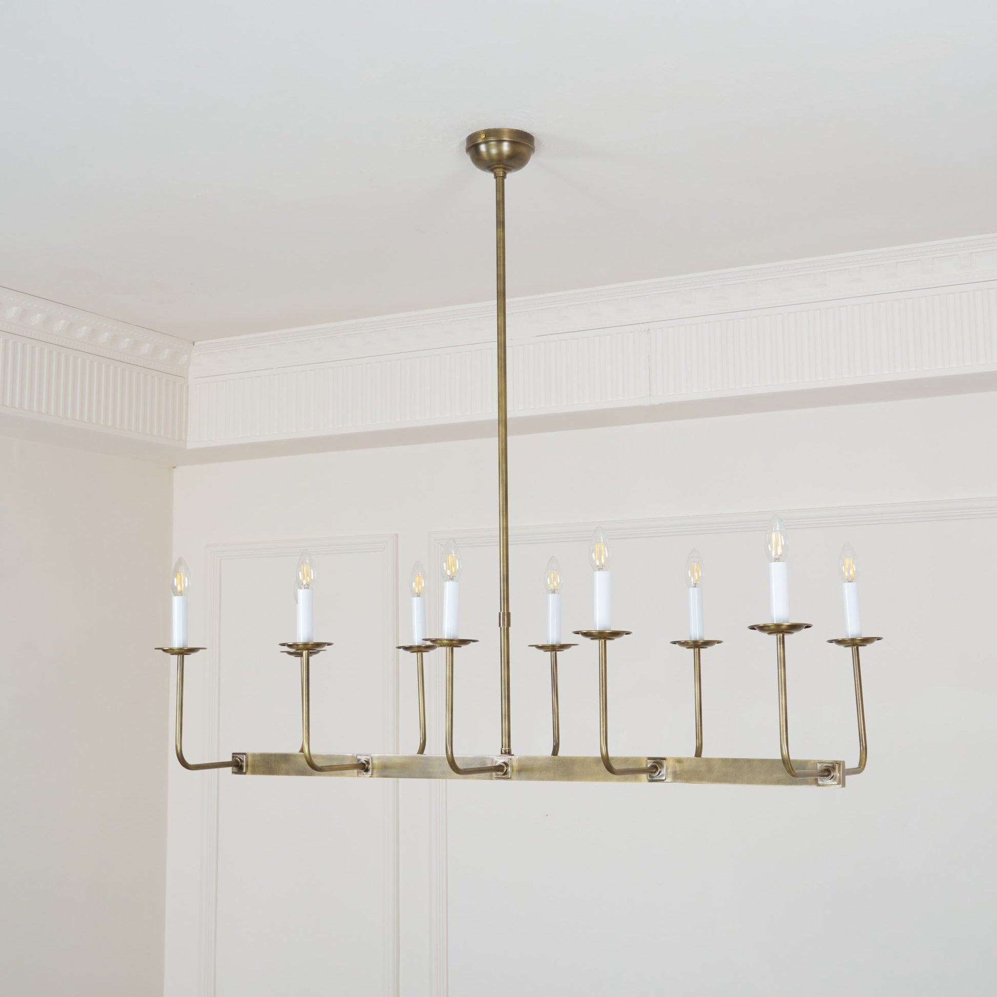 Beacon Modern Minimalist Linear Brass Metal Fabric Chandelier - Lamp Copper