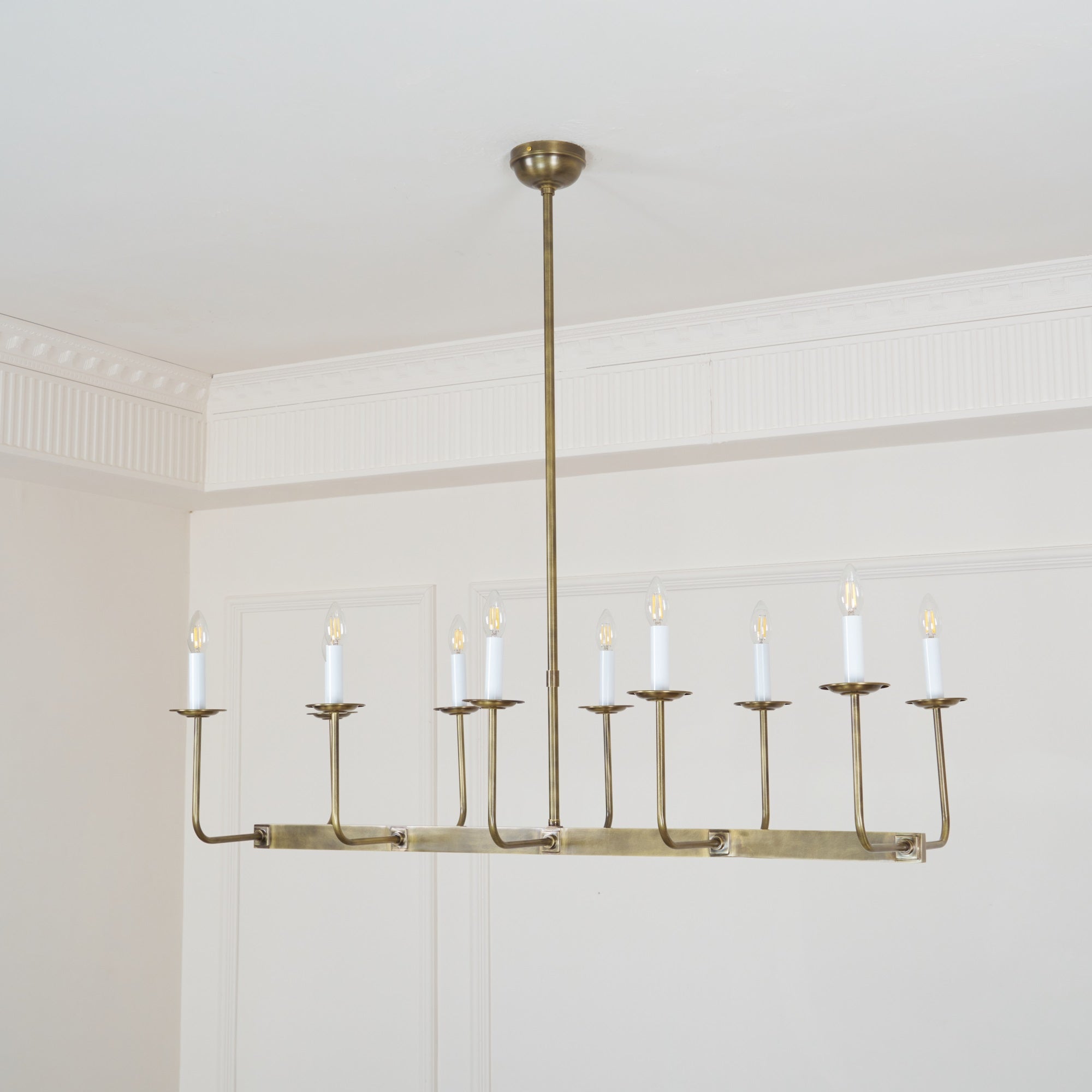 Beacon Modern Minimalist Linear Brass Metal Fabric Chandelier - Lamp Copper