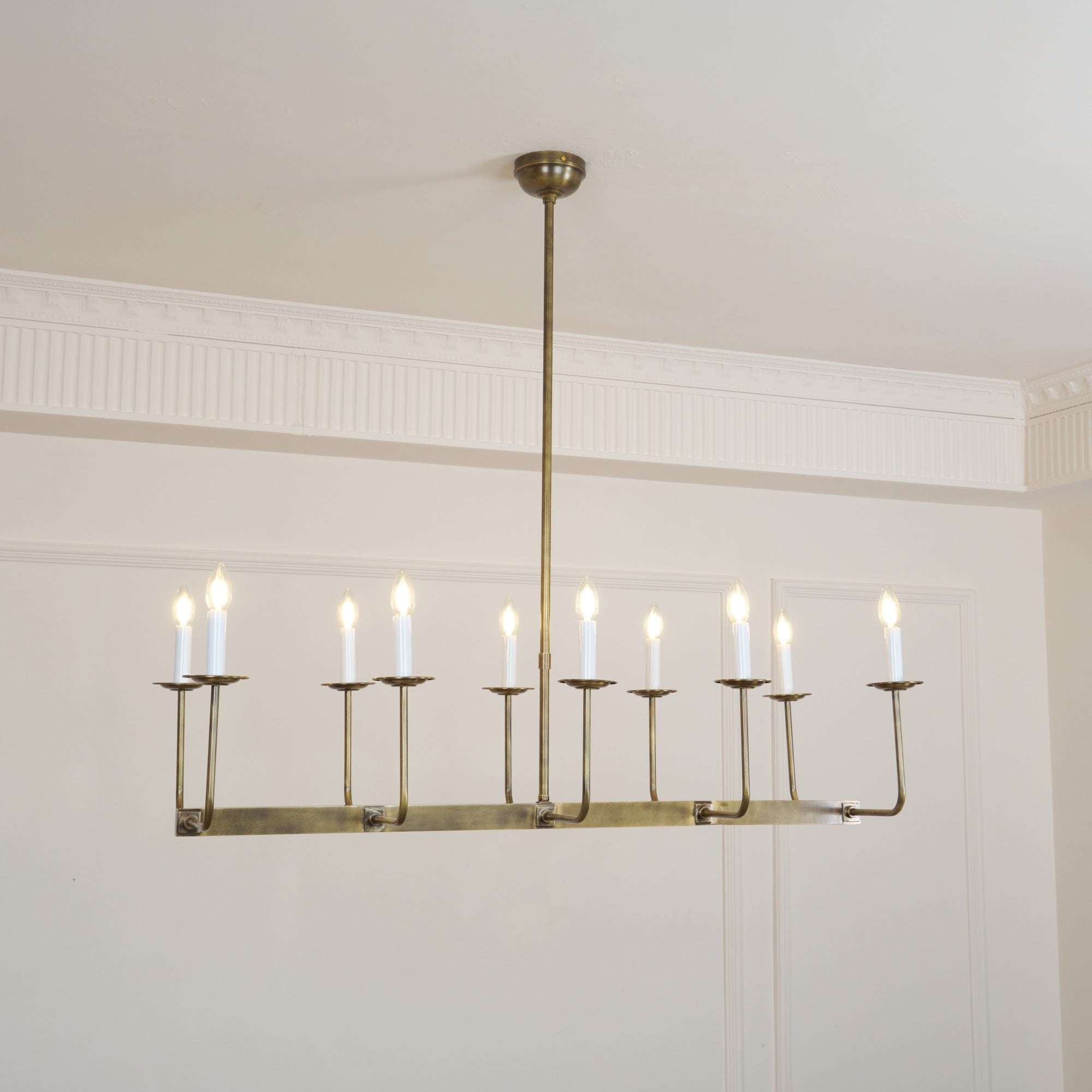 Beacon Modern Minimalist Linear Brass Metal Fabric Chandelier - Lamp Copper