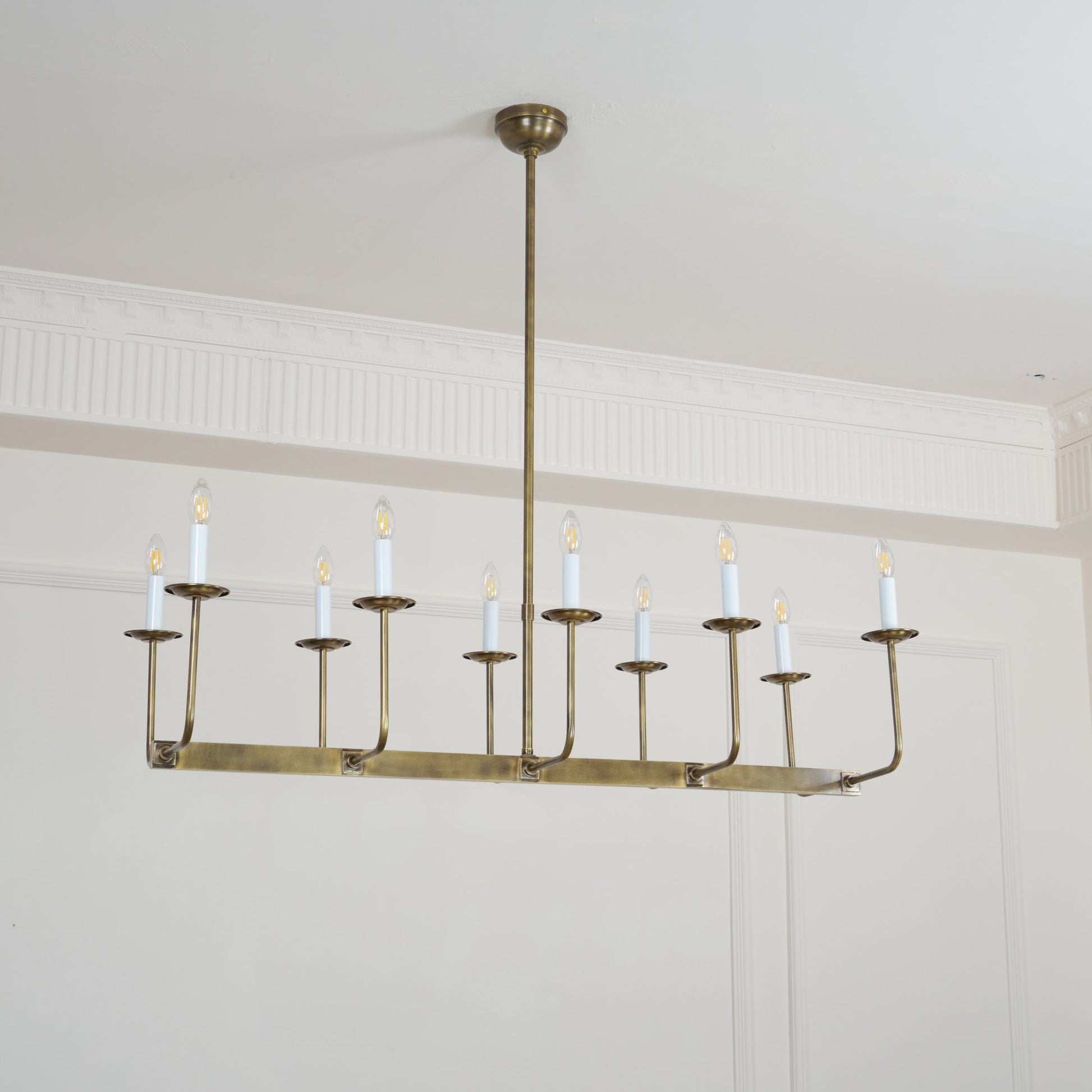 Beacon Modern Minimalist Linear Brass Metal Fabric Chandelier - Lamp Copper