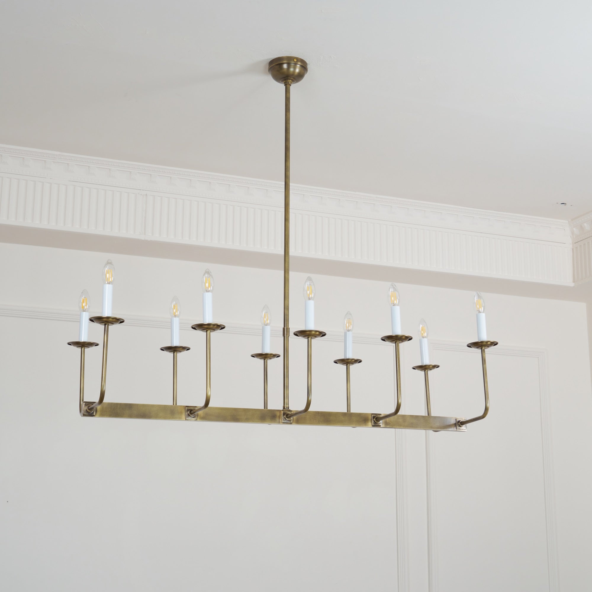 Beacon Modern Minimalist Linear Brass Metal Fabric Chandelier - Lamp Copper