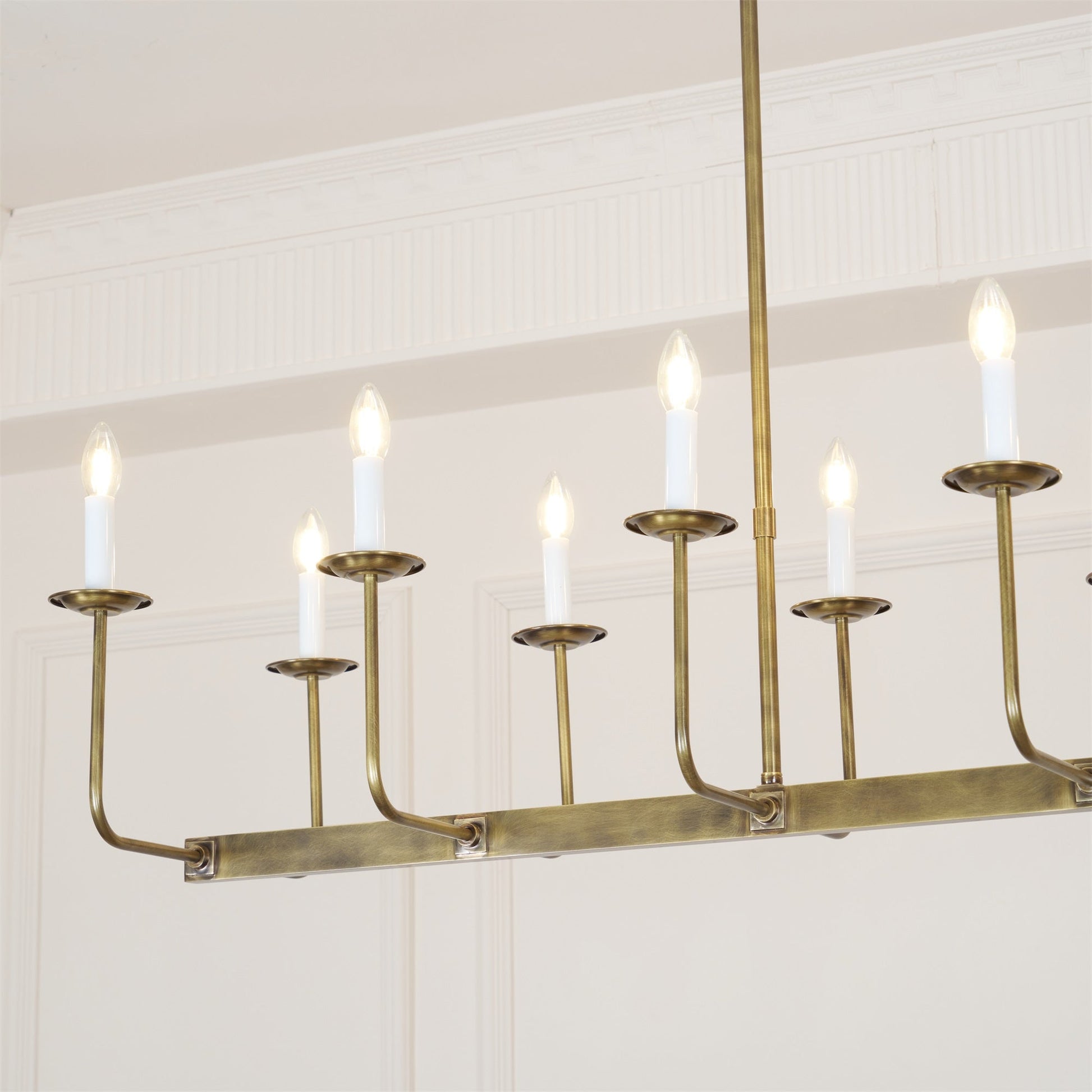 Beacon Modern Minimalist Linear Brass Metal Fabric Chandelier - Lamp Copper