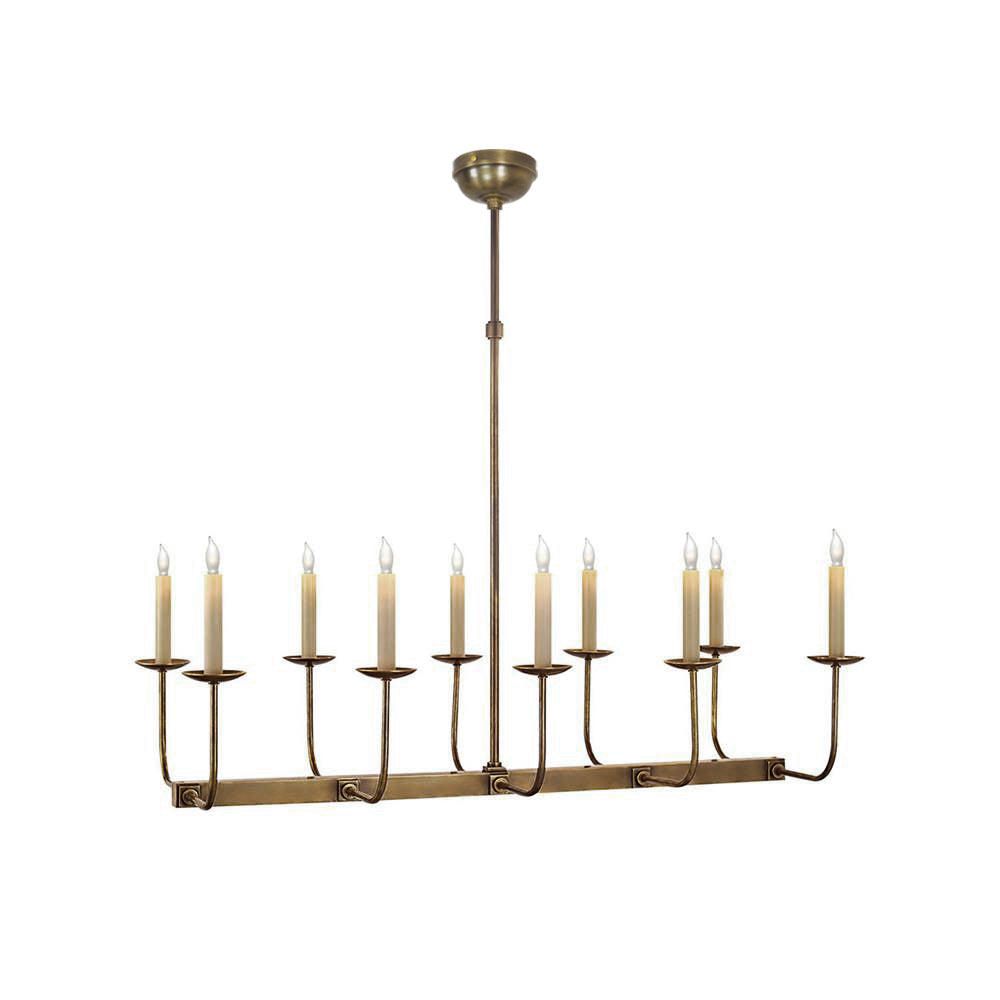 Beacon Modern Minimalist Linear Brass Metal Fabric Chandelier - Lamp Copper