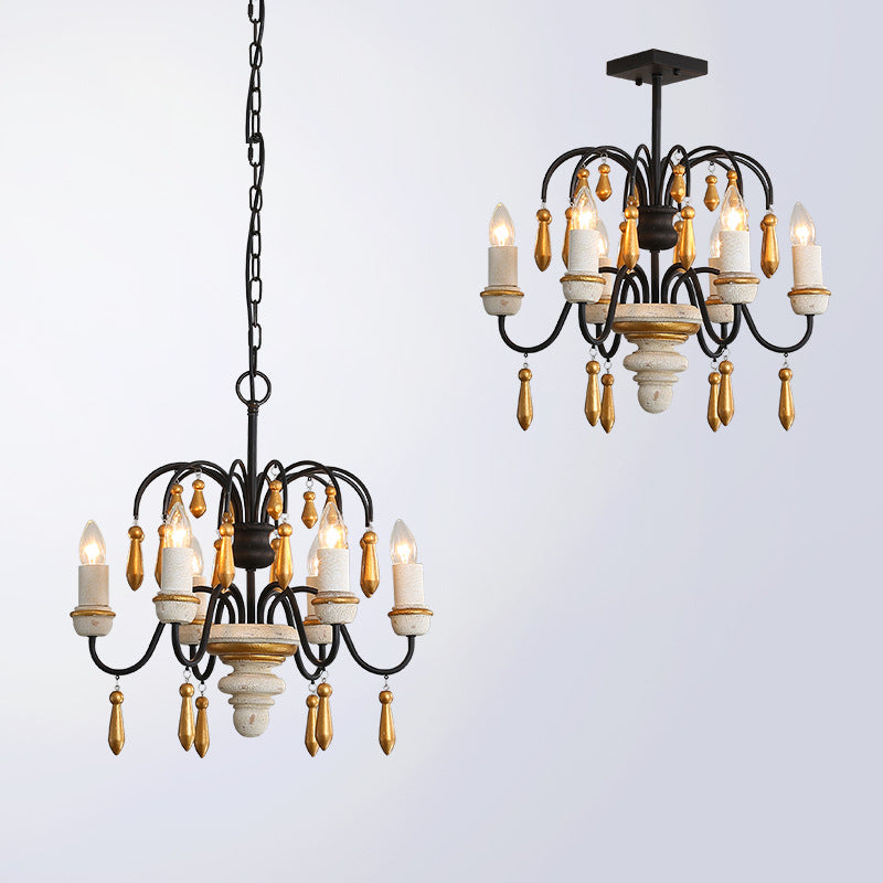 Niche Vintage Nobles Wooden Metal Chandelier - Lamp Copper