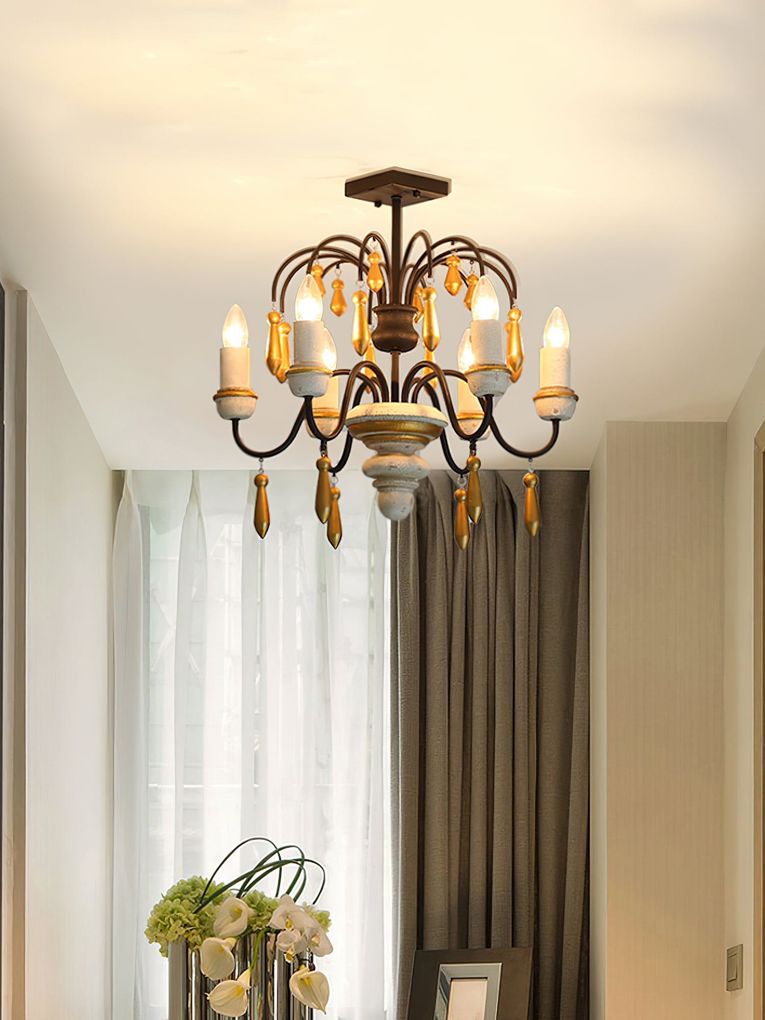 Niche Vintage Nobles Wooden Metal Chandelier - Lamp Copper