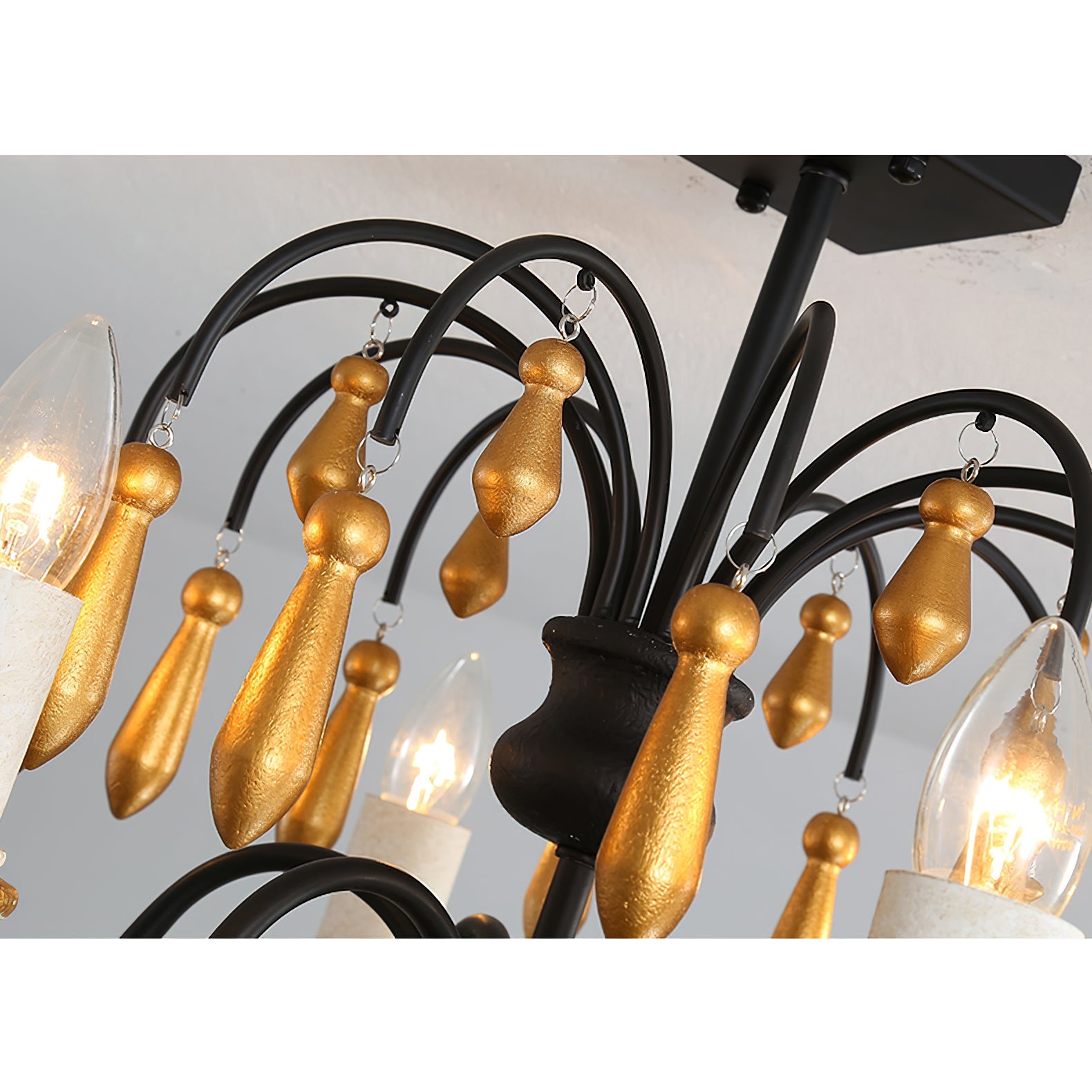 Niche Vintage Nobles Wooden Metal Chandelier - Lamp Copper