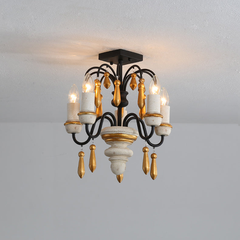 Niche Vintage Nobles Wooden Metal Chandelier - Lamp Copper