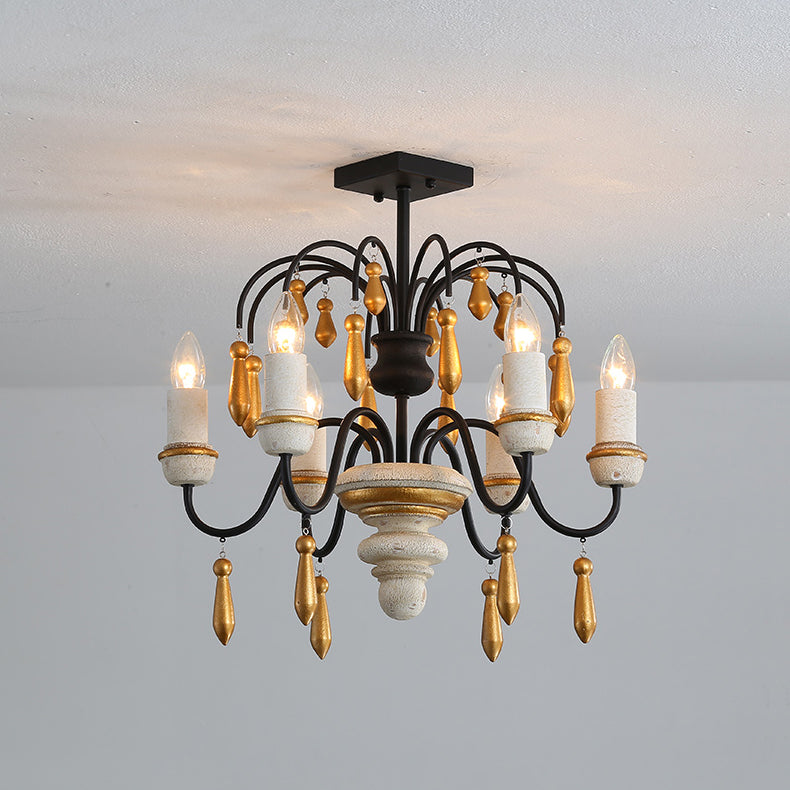 Niche Vintage Nobles Wooden Metal Chandelier - Lamp Copper