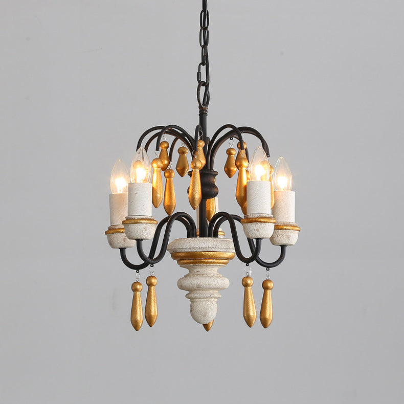 Niche Vintage Nobles Wooden Metal Chandelier - Lamp Copper