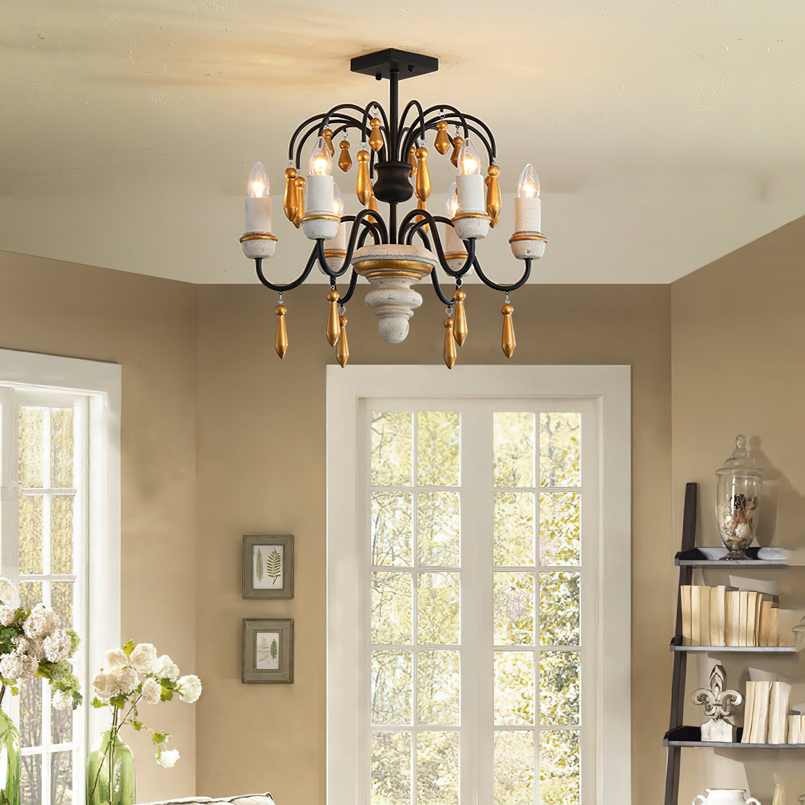 Niche Vintage Nobles Wooden Metal Chandelier - Lamp Copper