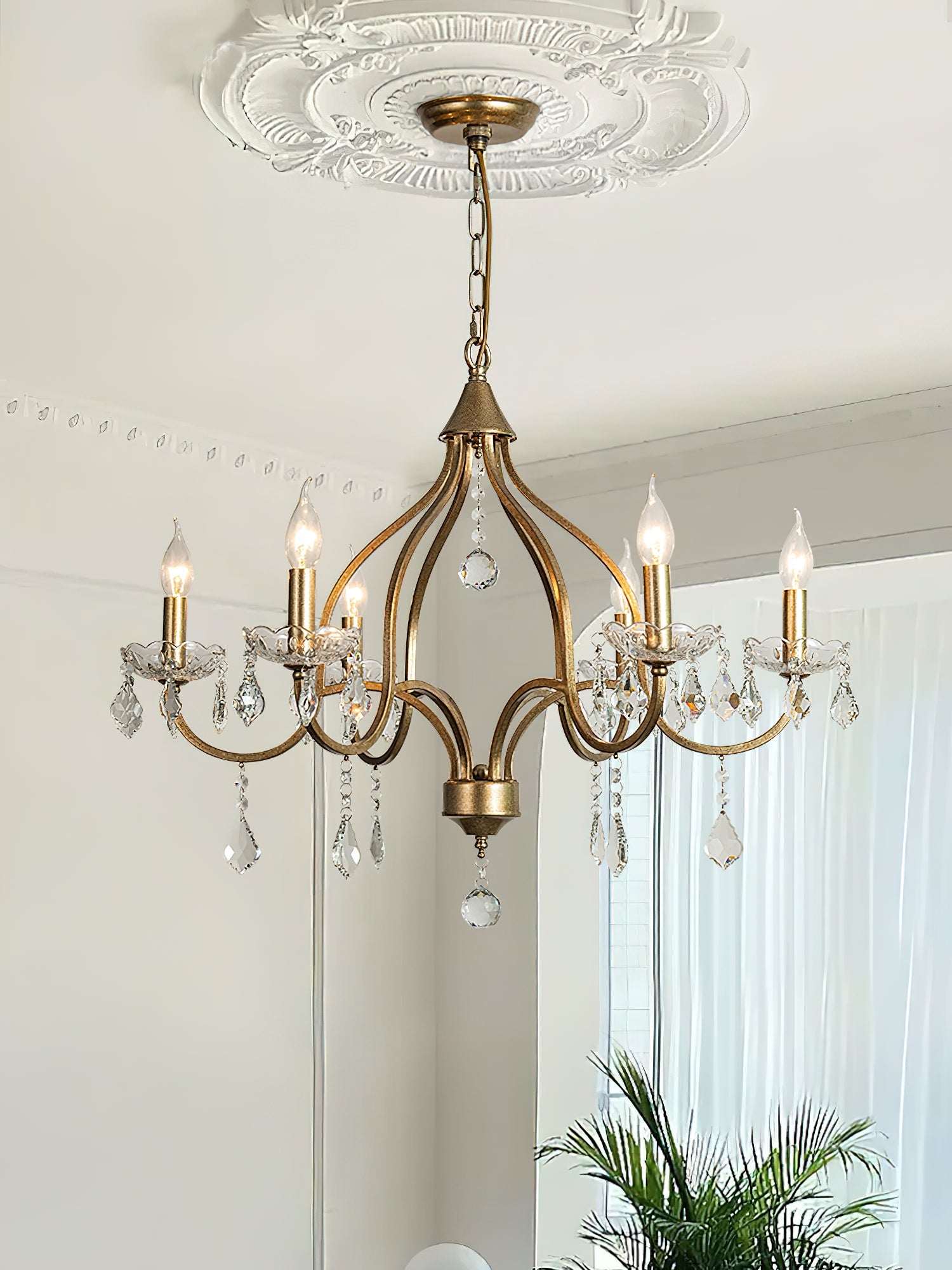 Breathe Luxury Vintage Brass Metal Crystal Chandelier - Lamp Copper