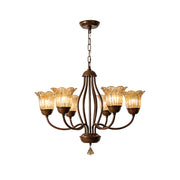 Brume Vintage Industrial Amber Metal Glass Chandelier - Lamp Copper