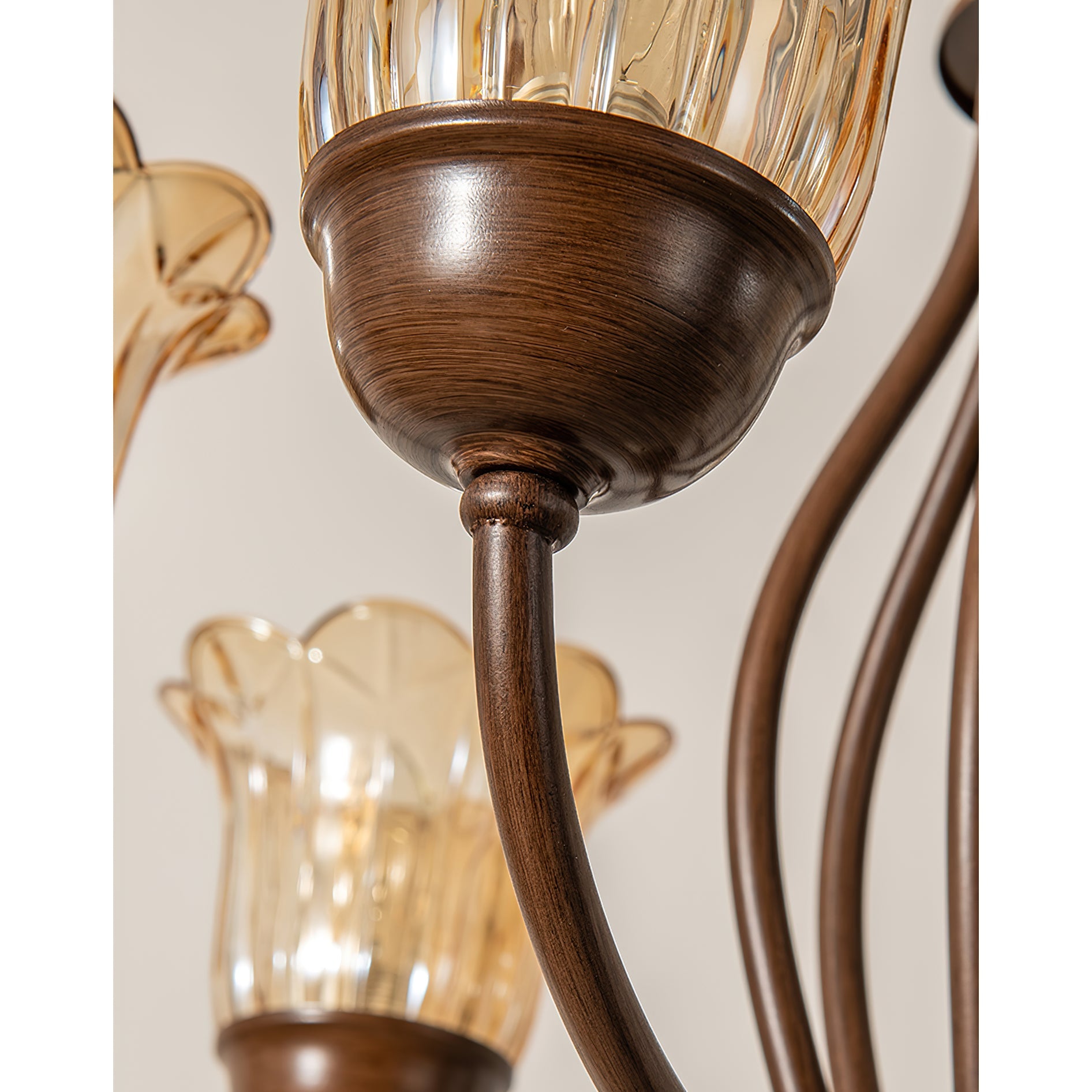 Brume Vintage Industrial Amber Metal Glass Chandelier - Lamp Copper