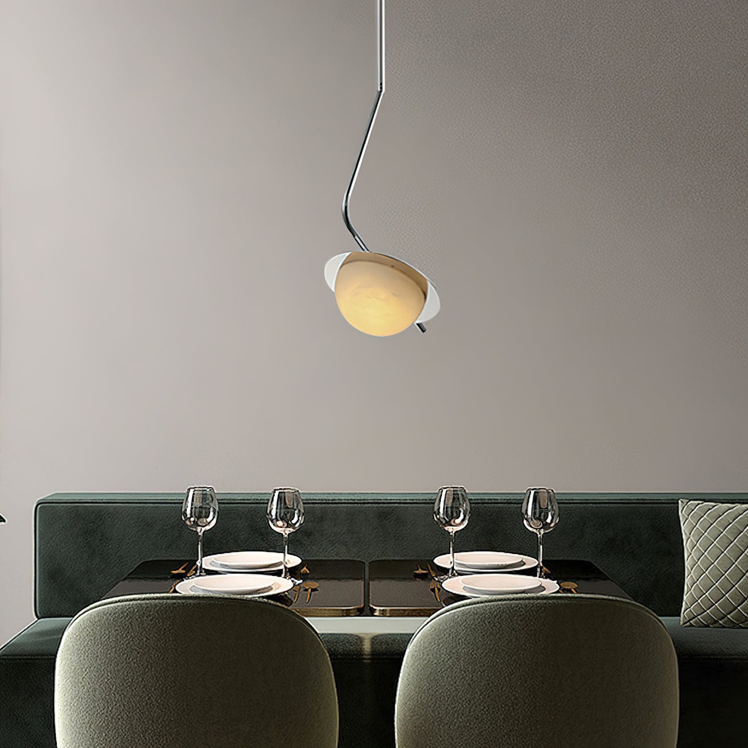 Ivvaros Chic Modern Minimalist LuminanceStainless Alabaster Pendant Light - Lamp Copper