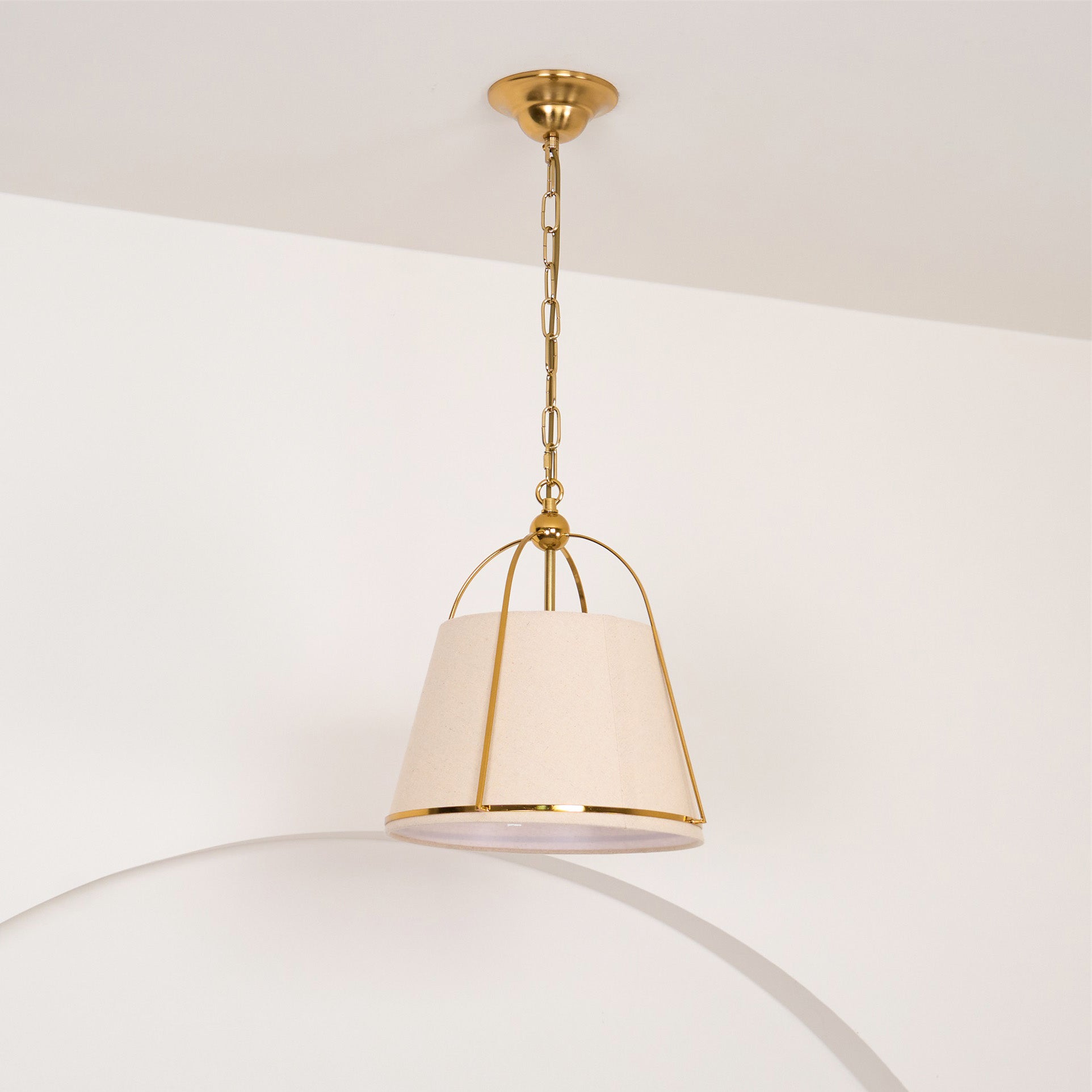 Yonder Traditional Classic Brass Metal Fabric Pendant Lamp - Lamp Copper