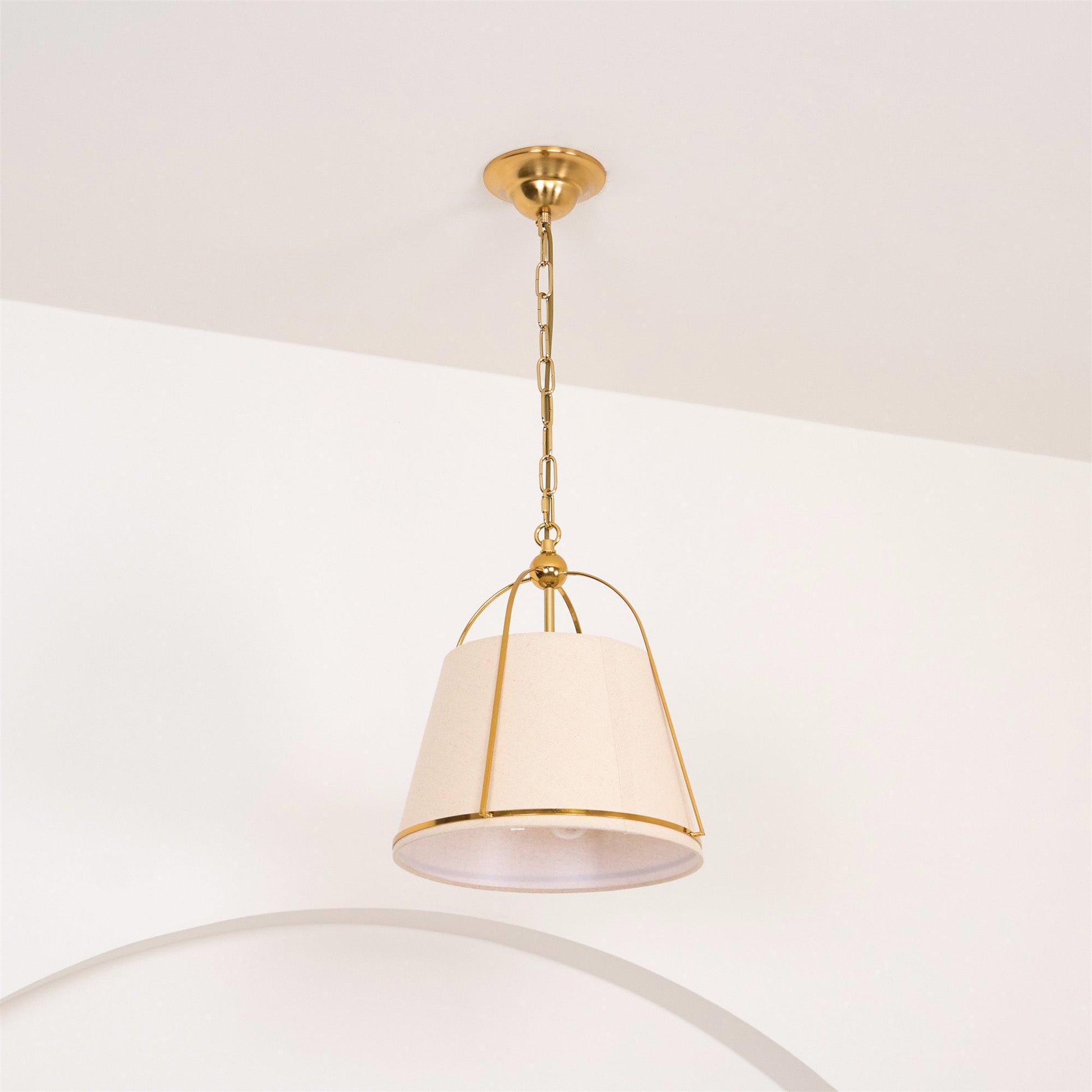 Yonder Traditional Classic Brass Metal Fabric Pendant Lamp - Lamp Copper