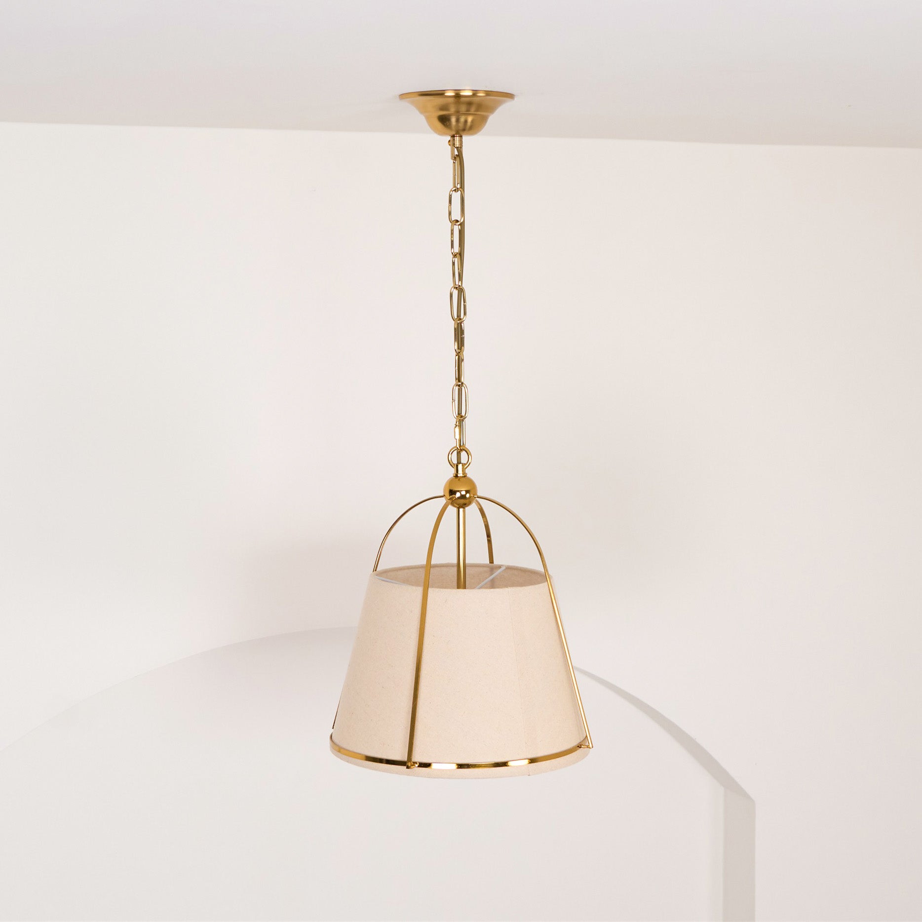 Yonder Traditional Classic Brass Metal Fabric Pendant Lamp - Lamp Copper