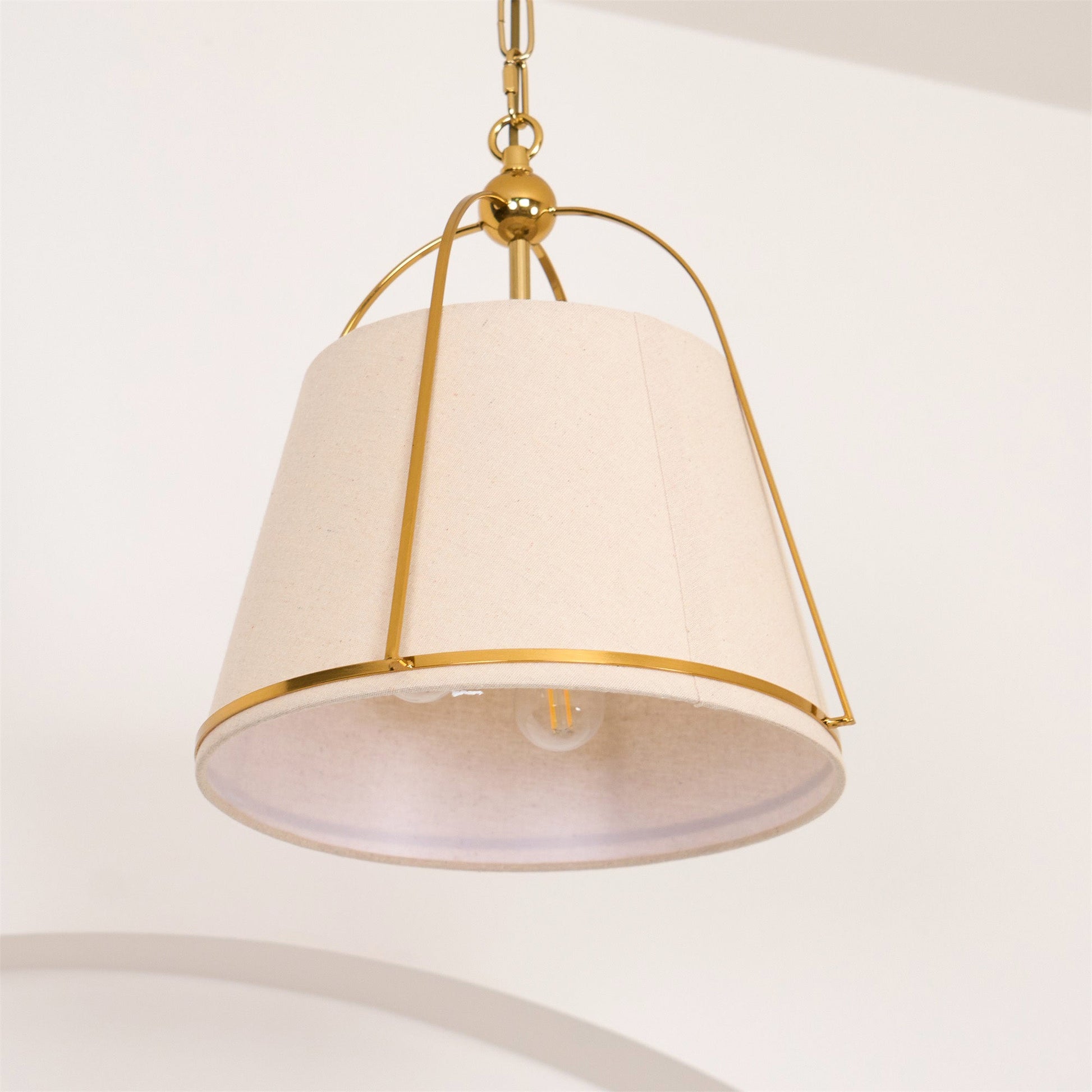 Yonder Traditional Classic Brass Metal Fabric Pendant Lamp - Lamp Copper