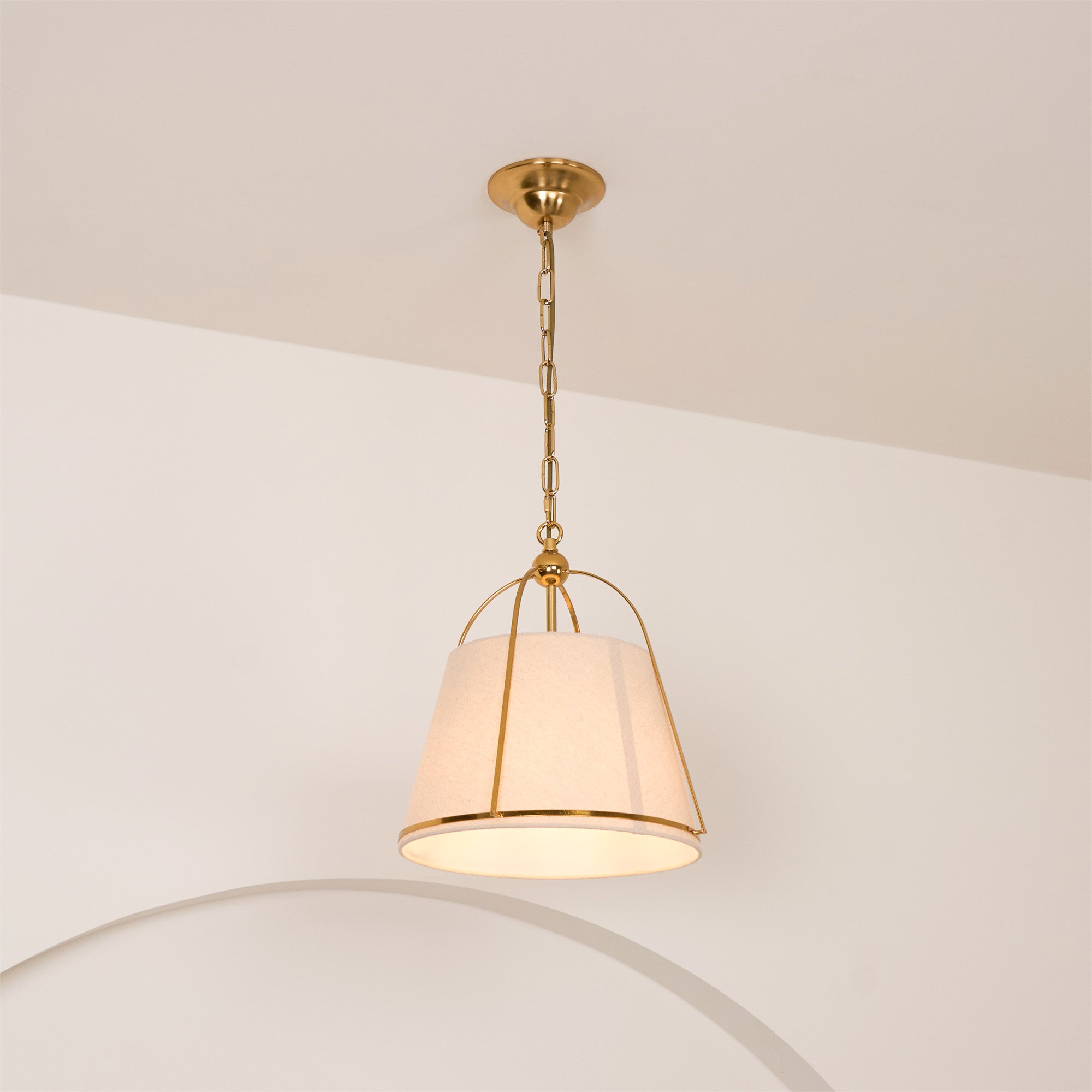 Yonder Traditional Classic Brass Metal Fabric Pendant Lamp - Lamp Copper