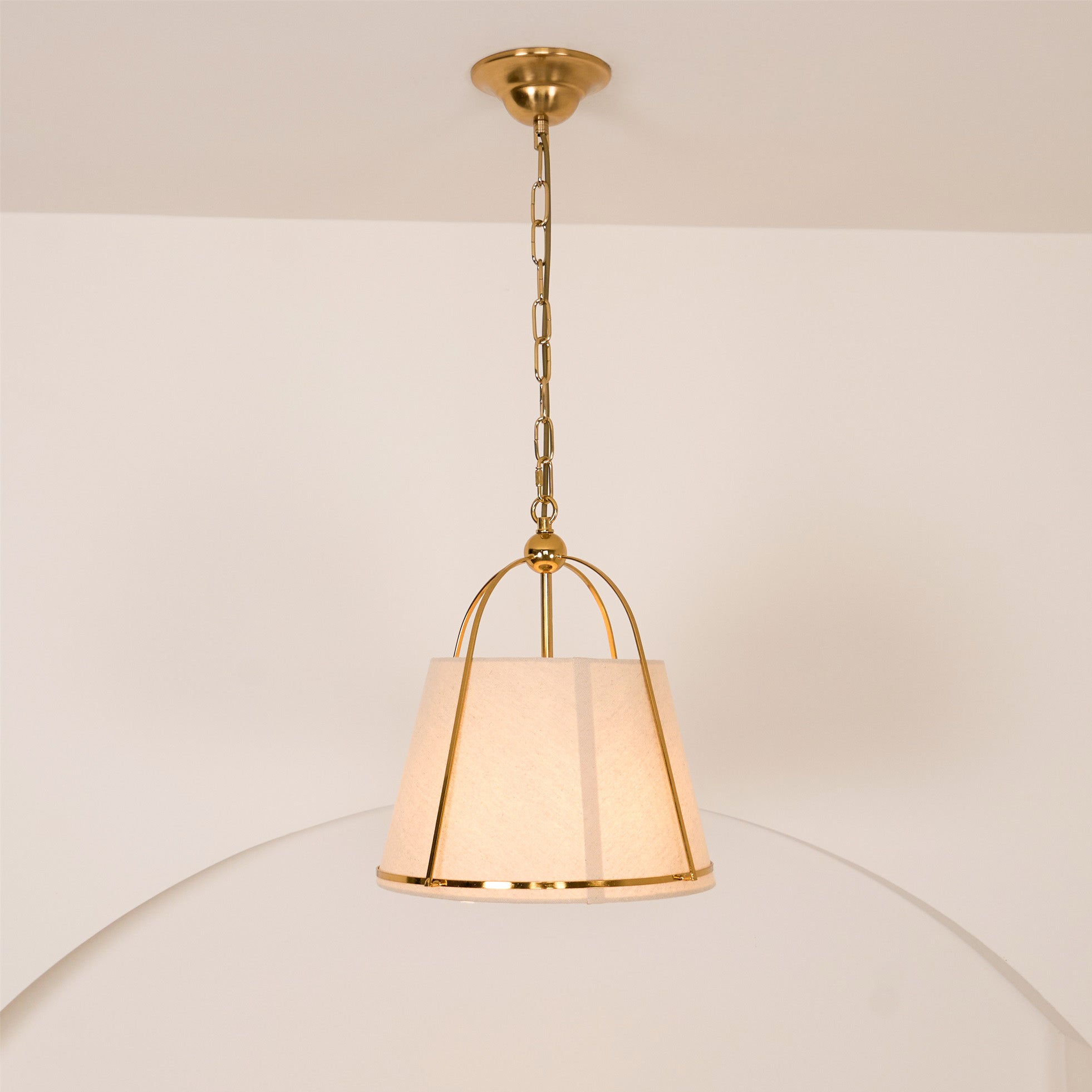 Yonder Traditional Classic Brass Metal Fabric Pendant Lamp - Lamp Copper