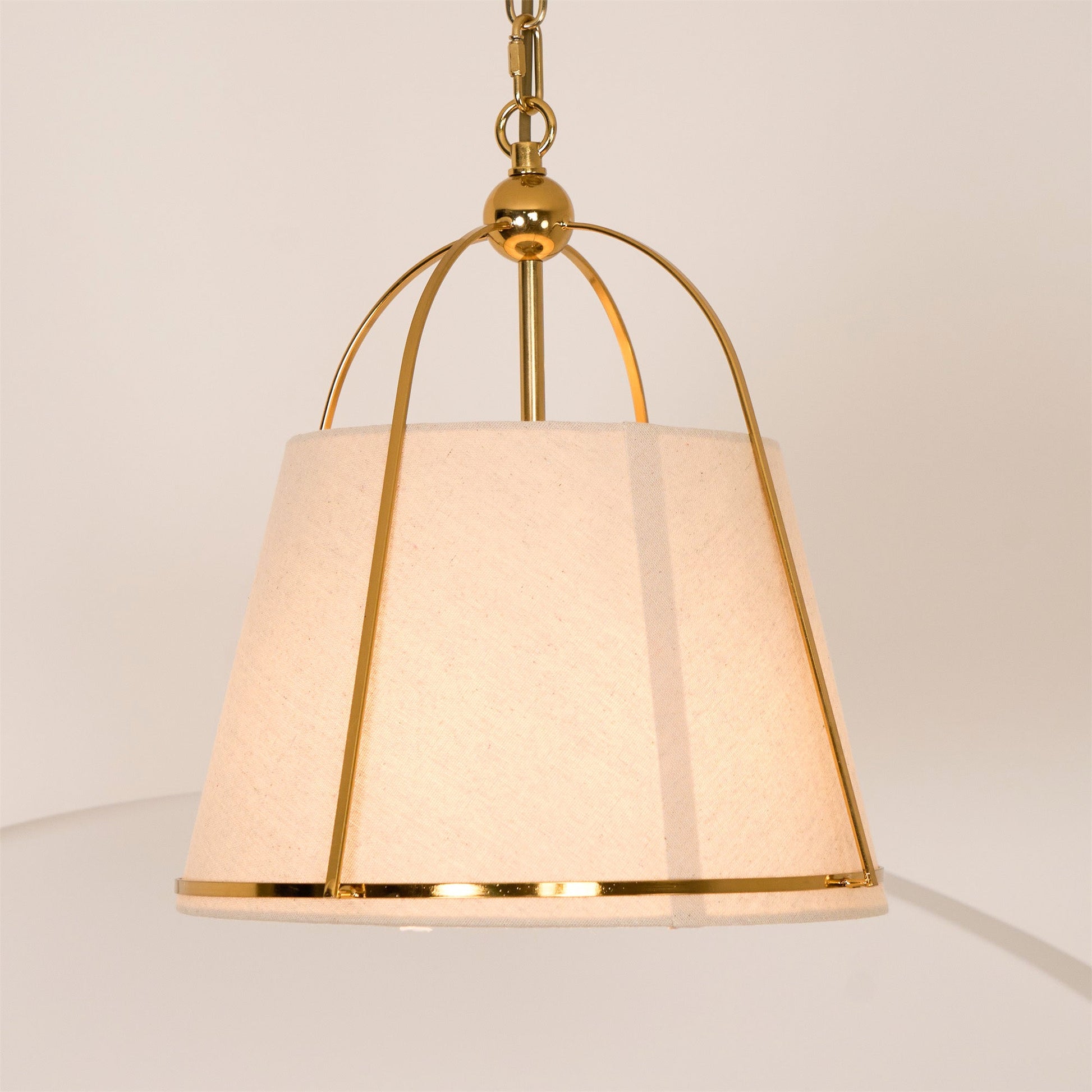 Yonder Traditional Classic Brass Metal Fabric Pendant Lamp - Lamp Copper