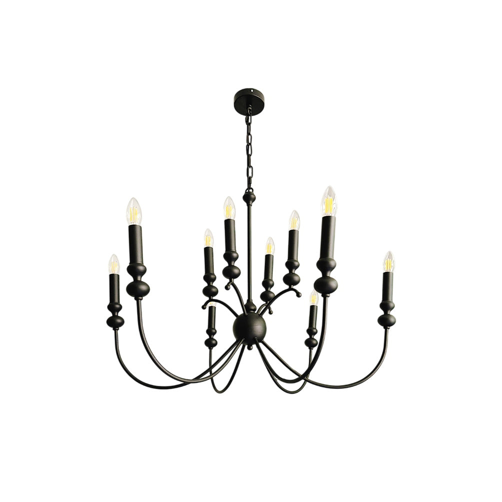 Crest Premium Vintage Industrial Black Metal Chandelier - Lamp Copper