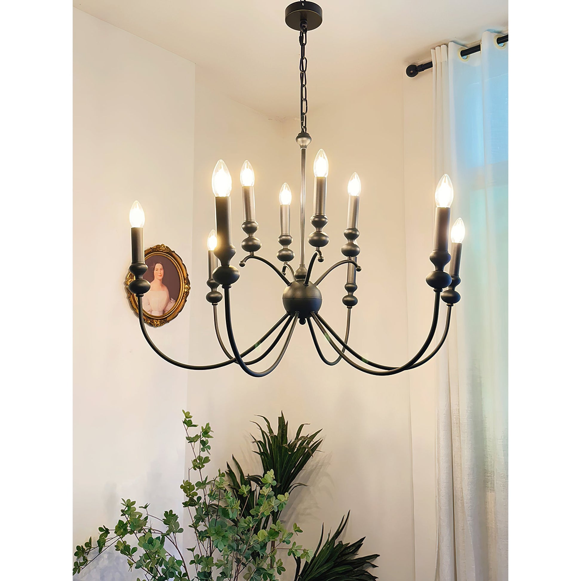 Crest Premium Vintage Industrial Black Metal Chandelier - Lamp Copper