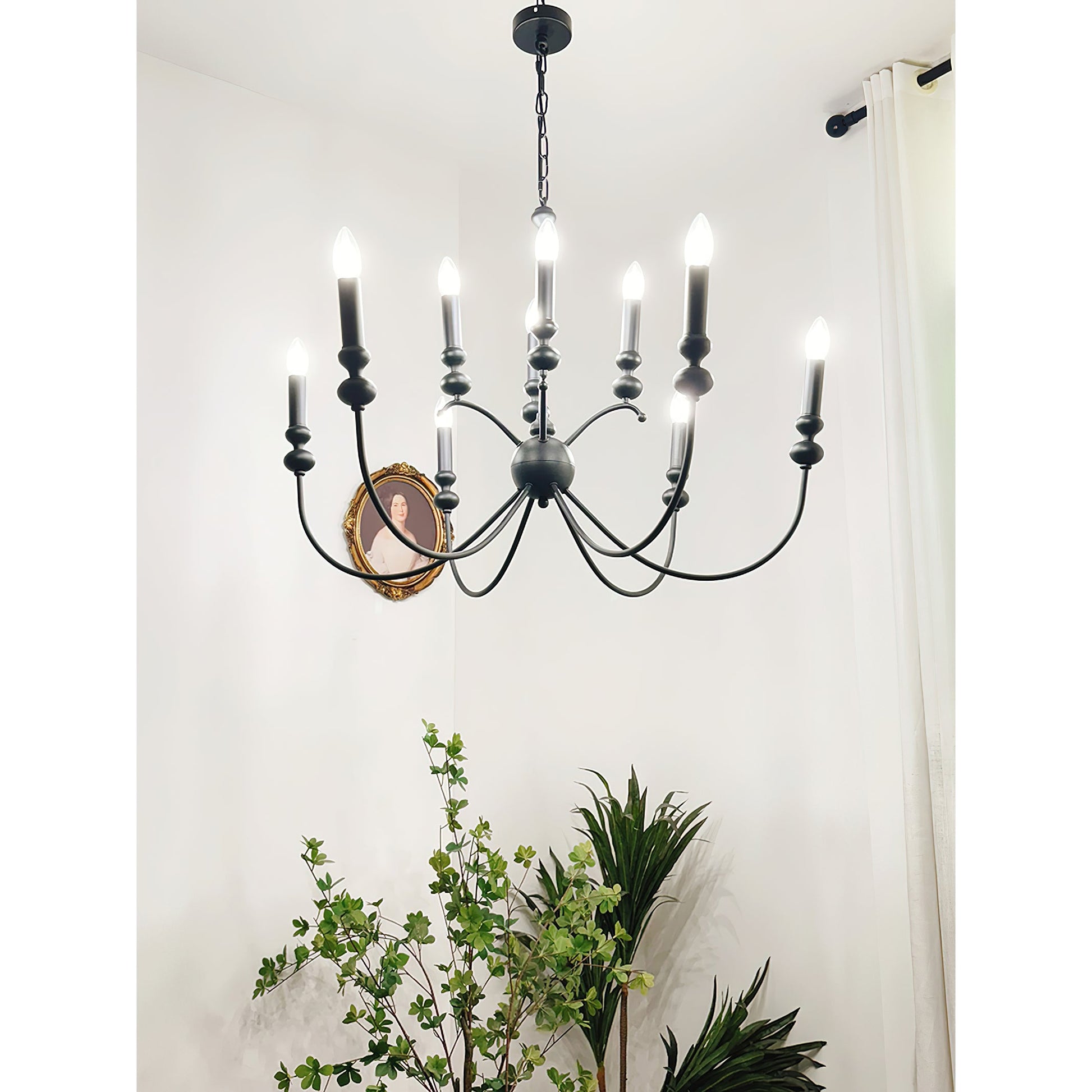 Crest Premium Vintage Industrial Black Metal Chandelier - Lamp Copper