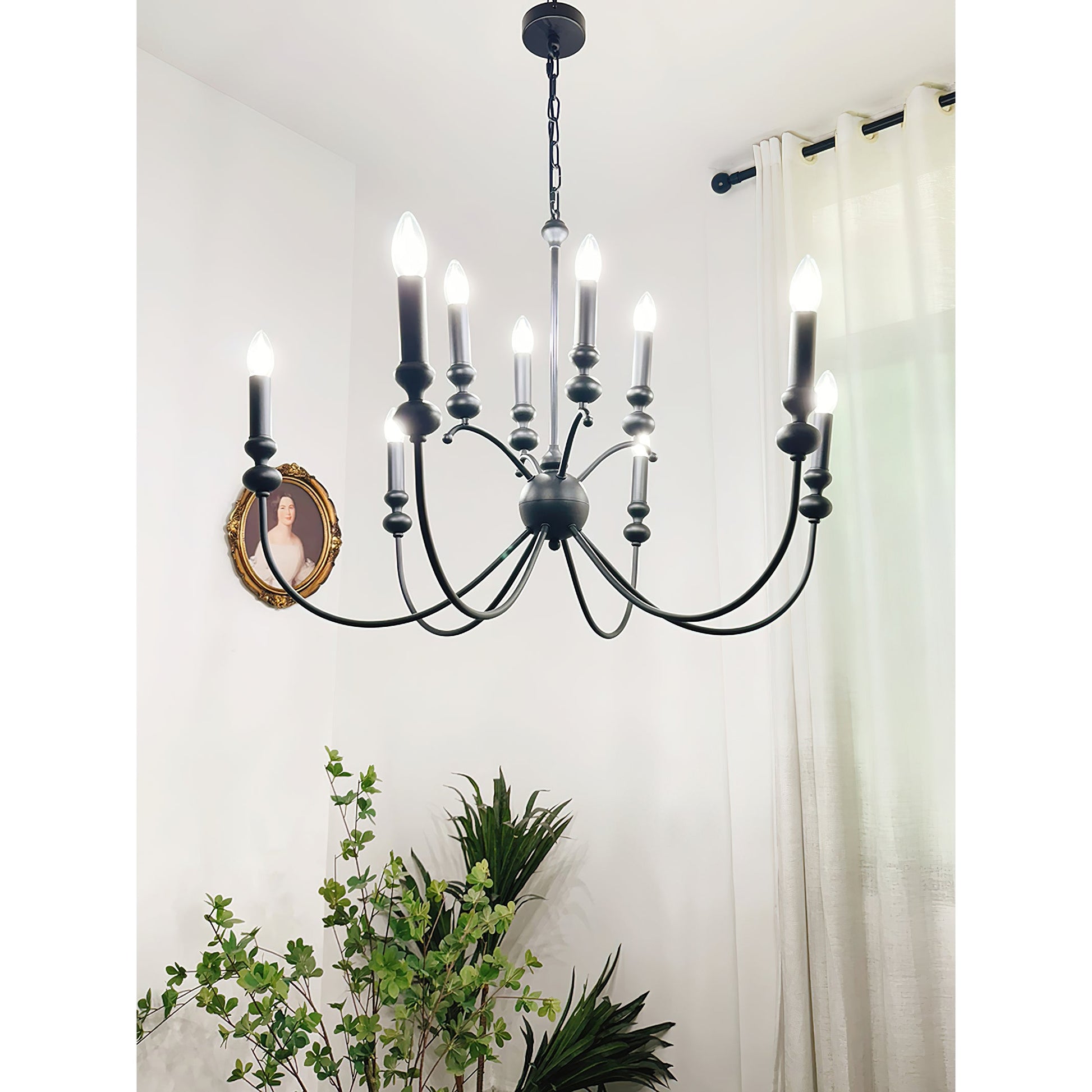 Crest Premium Vintage Industrial Black Metal Chandelier - Lamp Copper