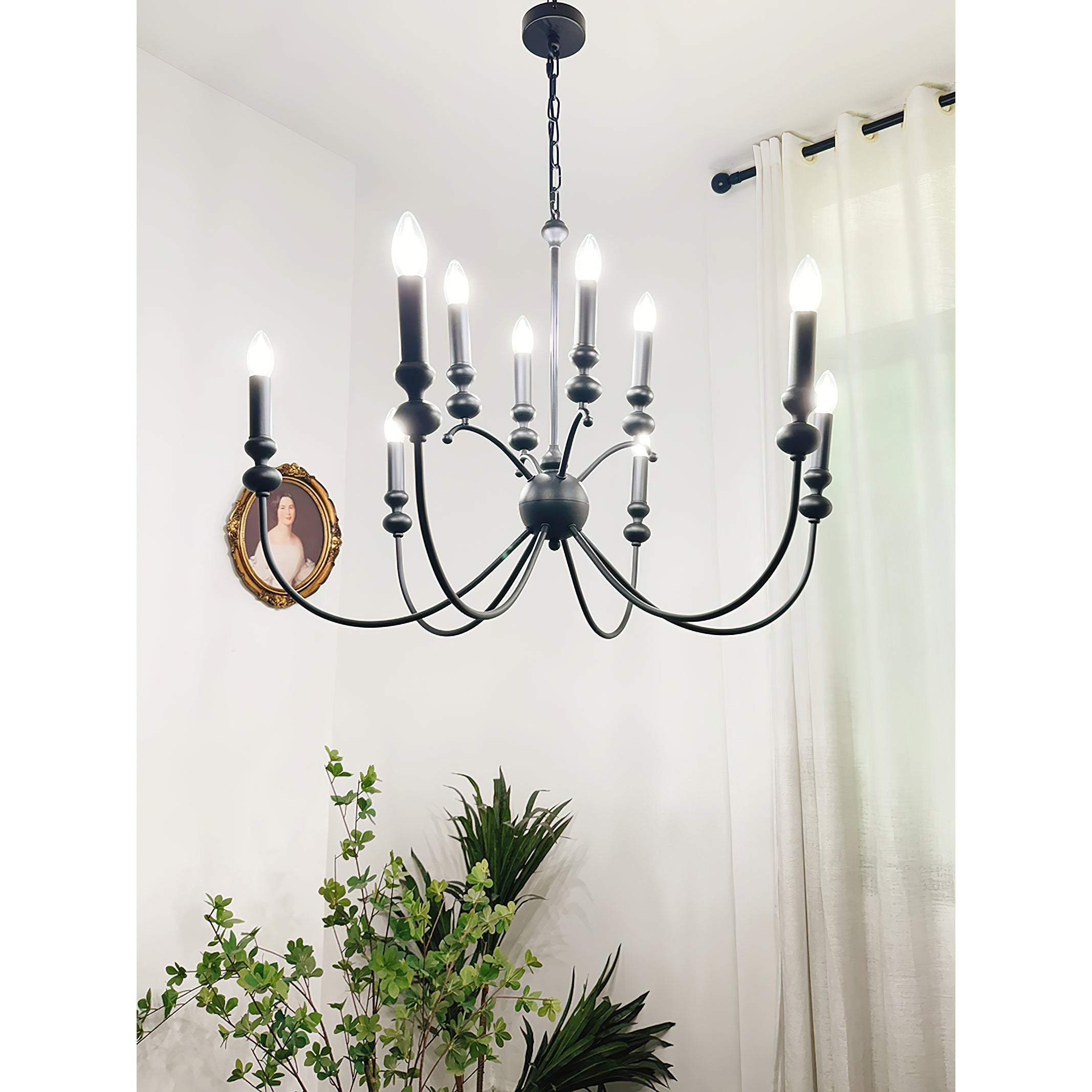 Crest Premium Vintage Industrial Black Metal Chandelier - Lamp Copper